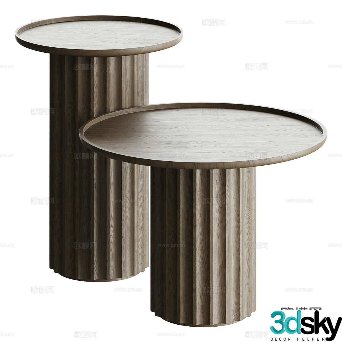 New Chinese-style solid wood edge table round table 3D model