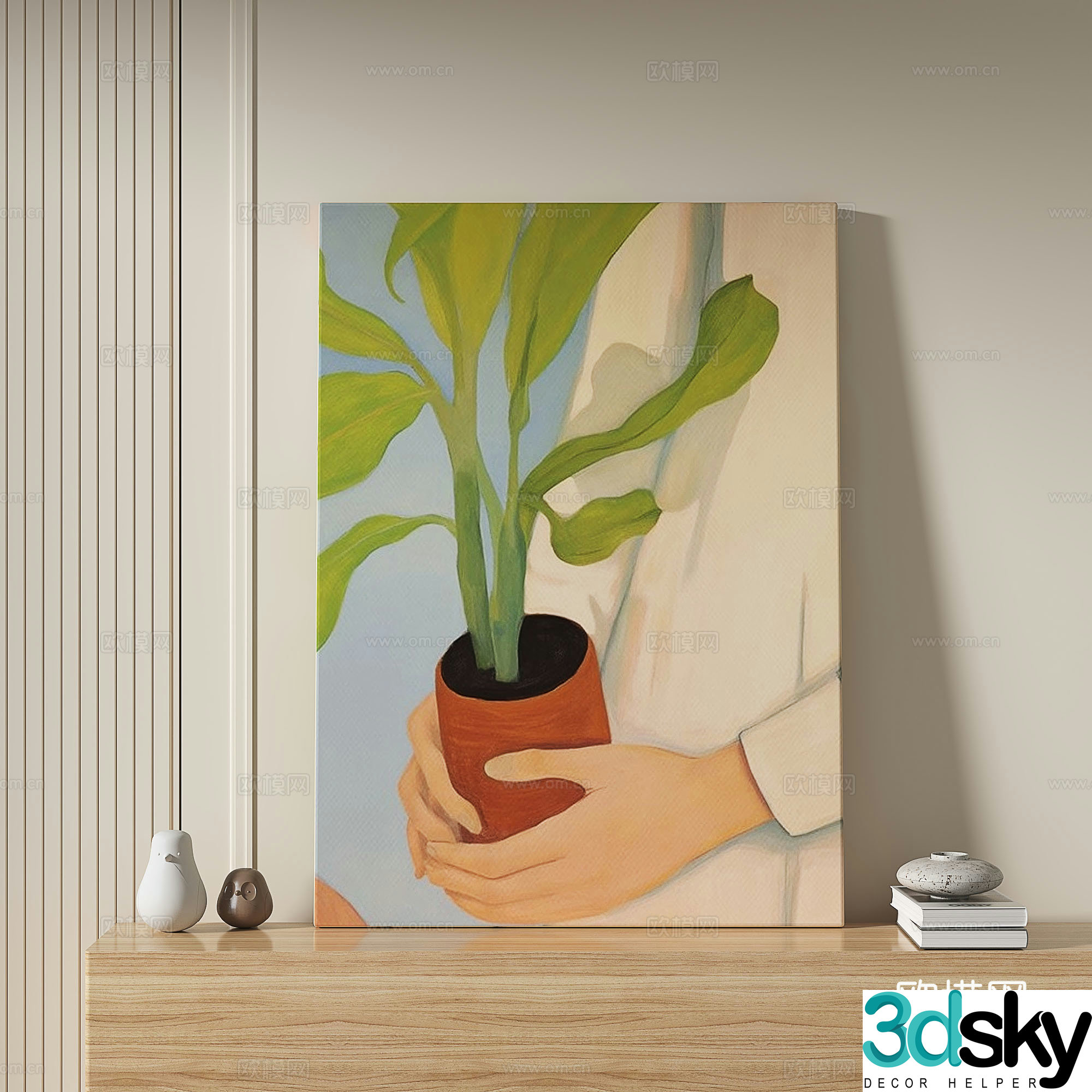 Modern minimalist abstract decorative painting 3d model