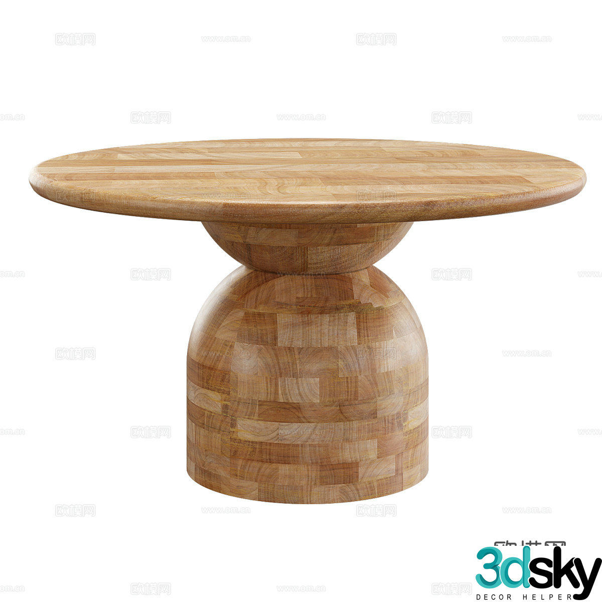 Wasabi dining table solid wood dining table round table big round table wooden round table solid wood negotiation table homestay 3D model