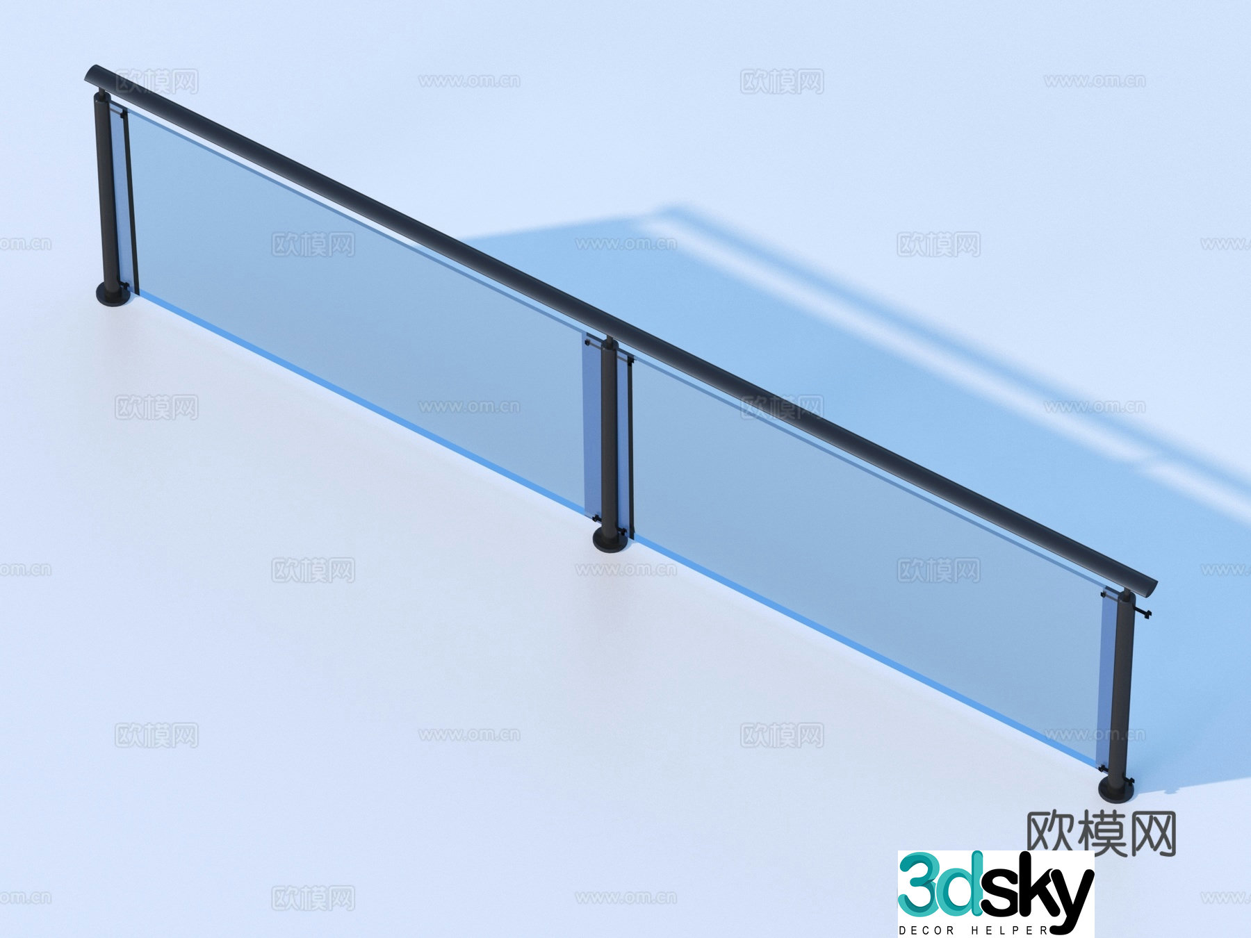 Glass Rail Handrail Fence Guardrail Railing 3d Model