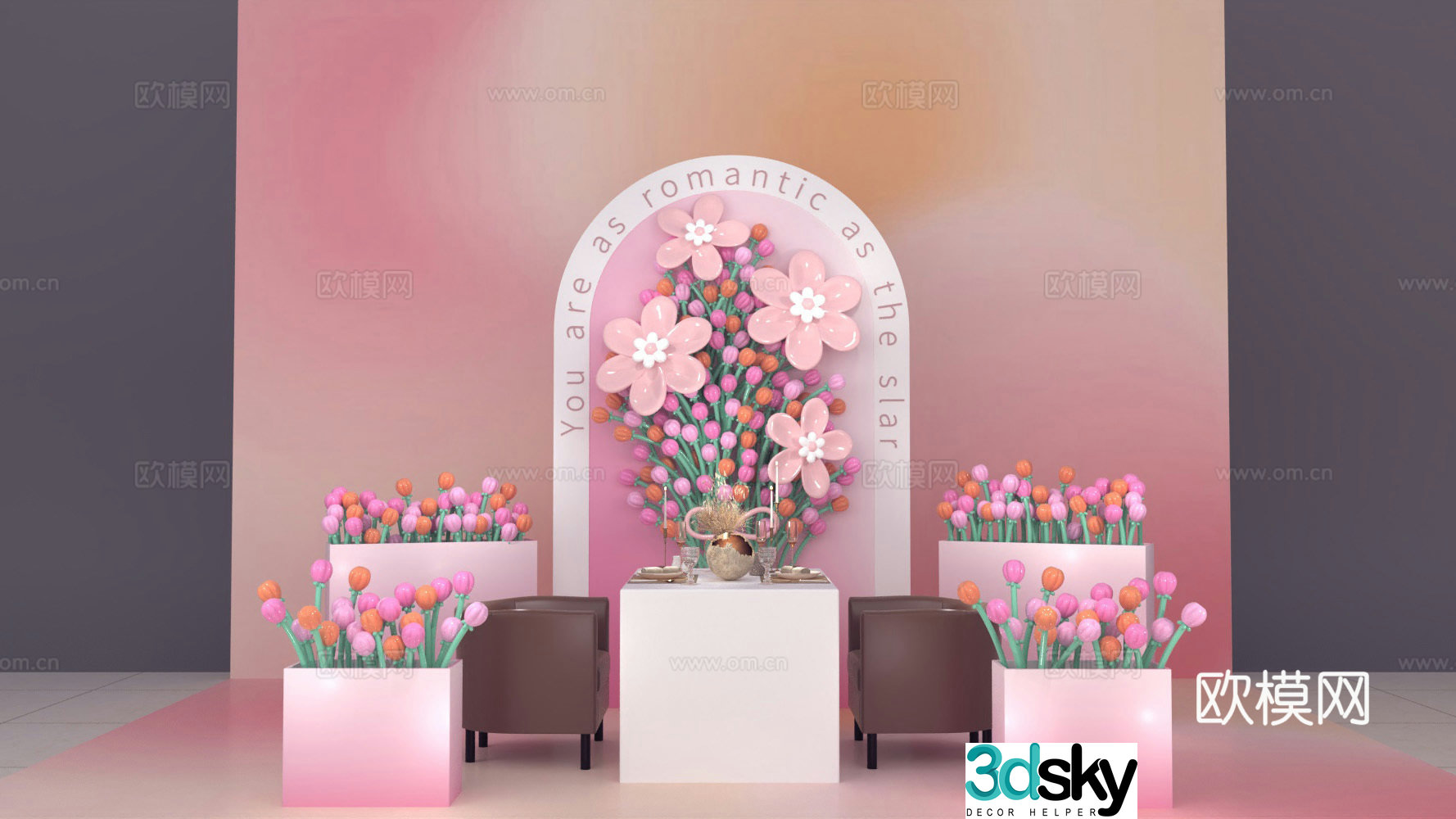 Valentine’s Day photo wall beauty installation 3d model