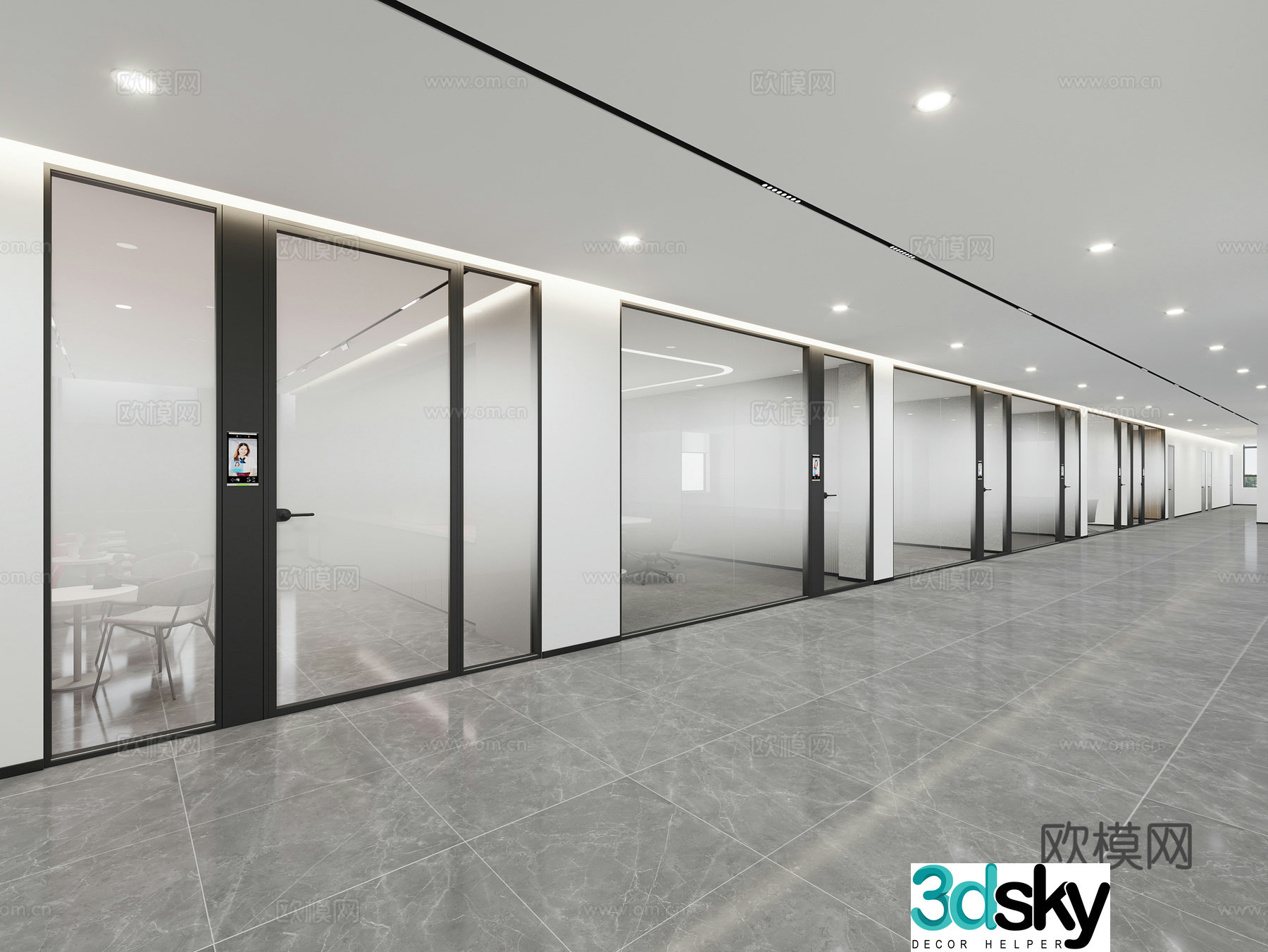 Glass partition gradient film 3D model