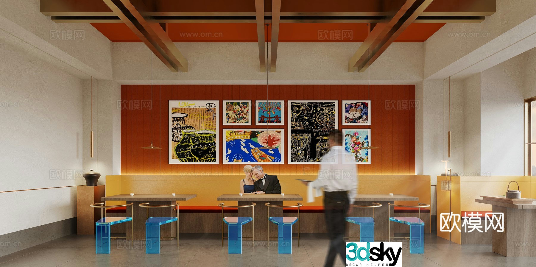 Restaurant booth area 3D model