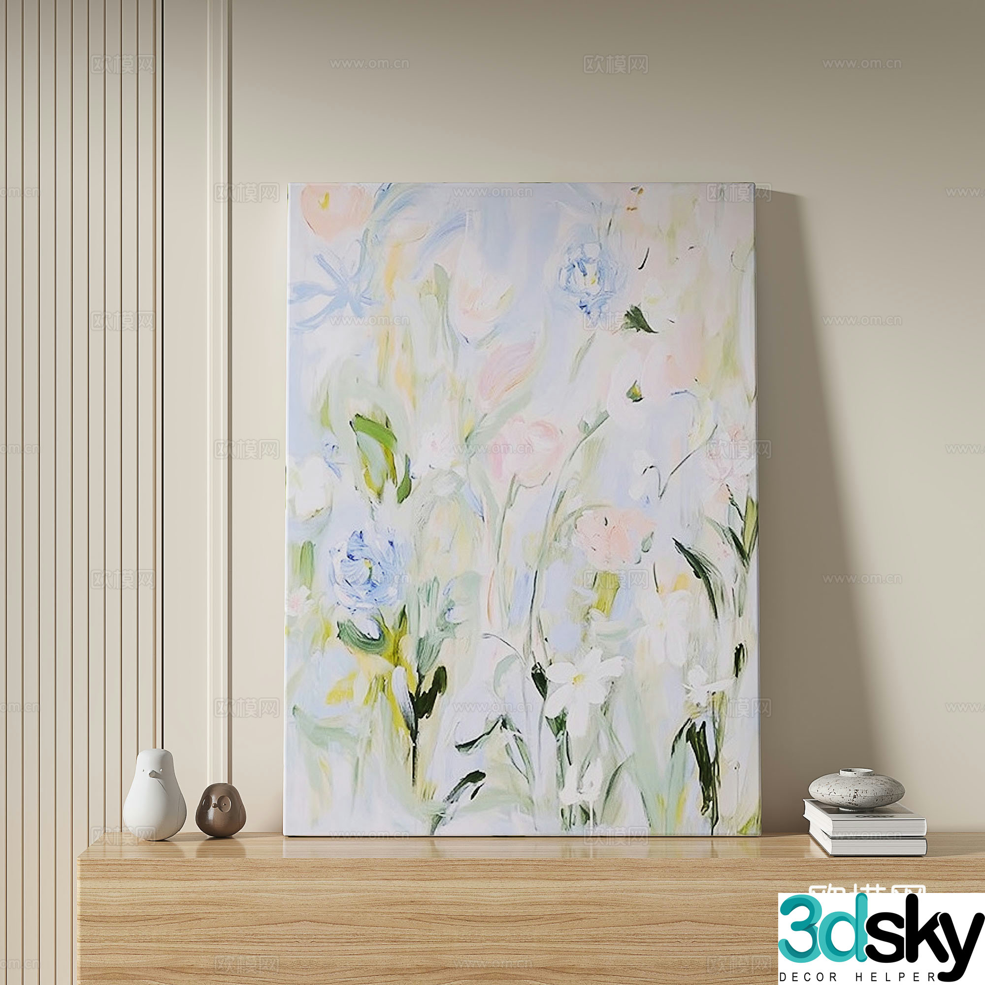 Modern minimalist abstract decorative painting 3d model