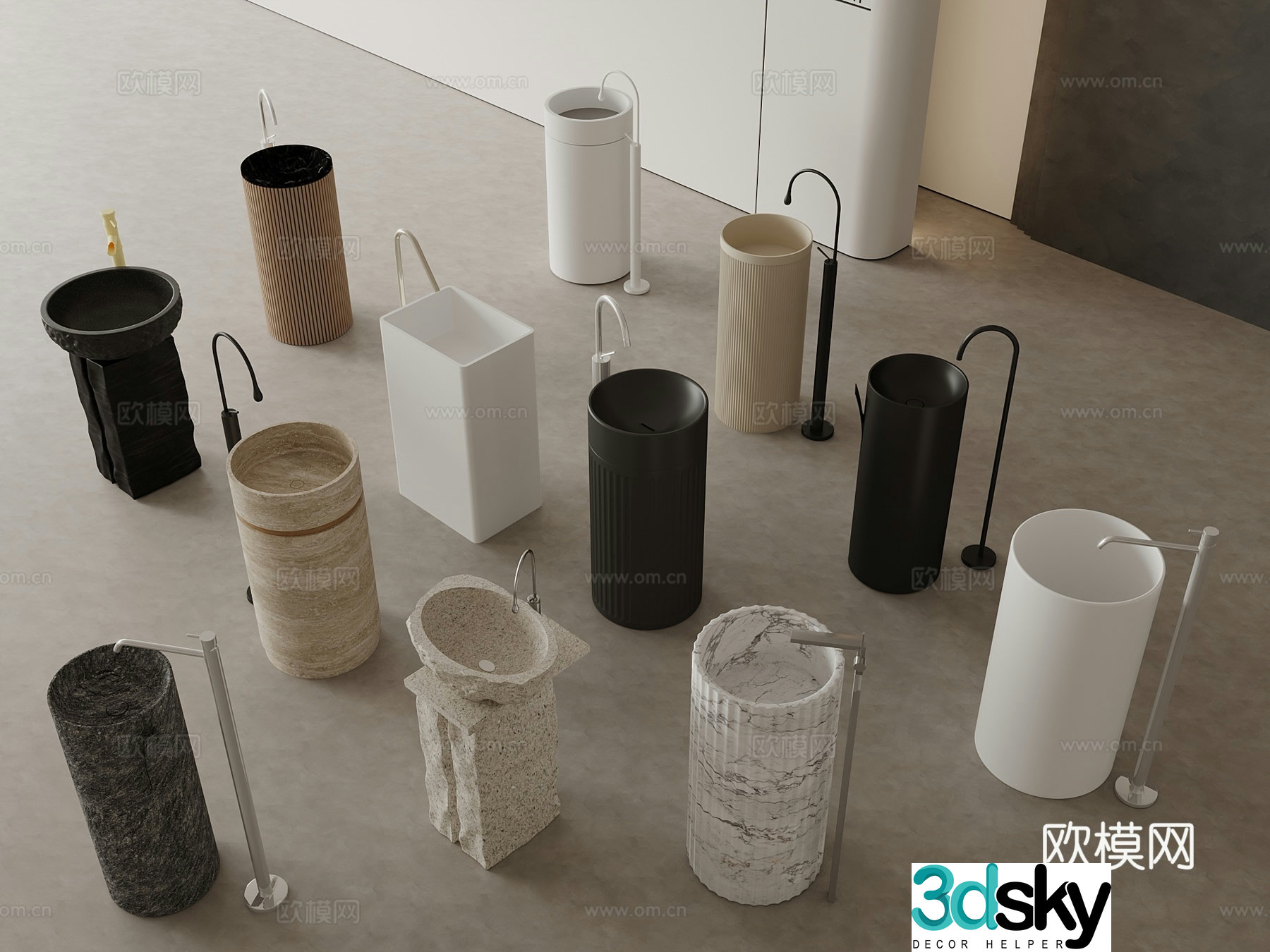 Washing table column basin 3D model