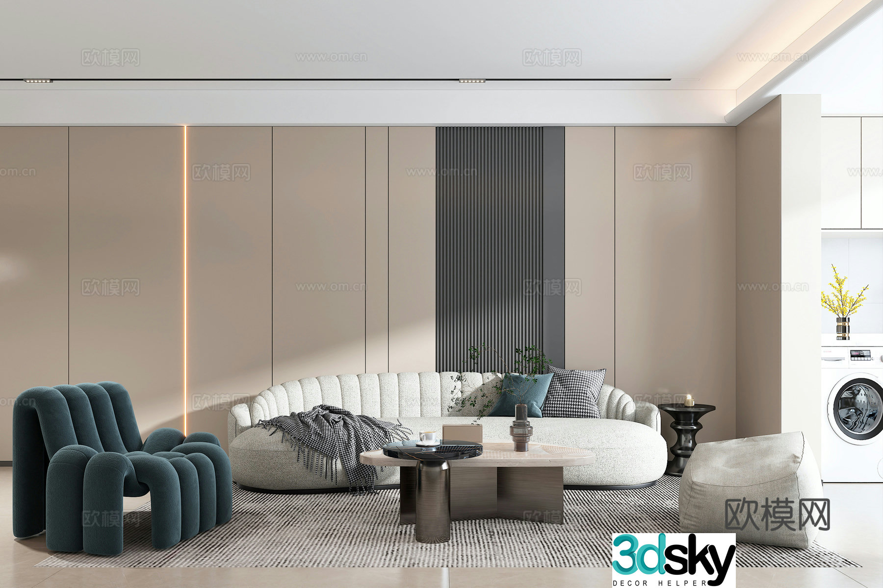 Modern living room curved sofa special-shaped sofa 3d model