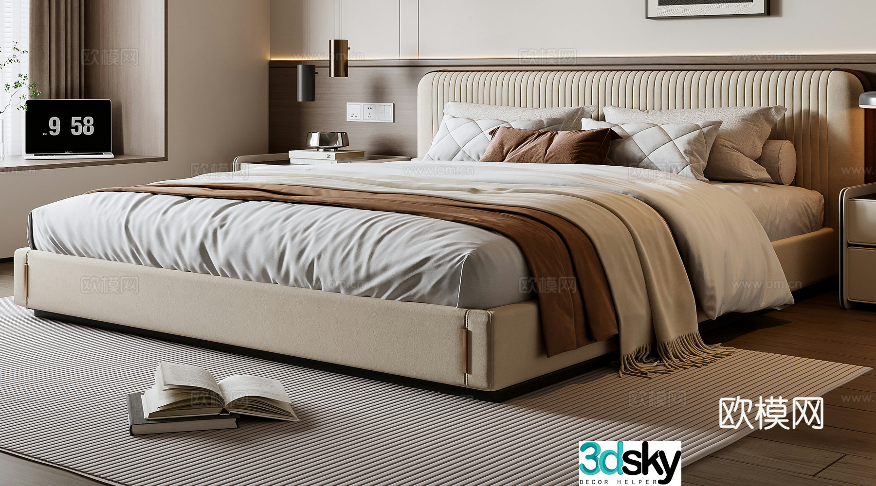 Modern double bed 3d model