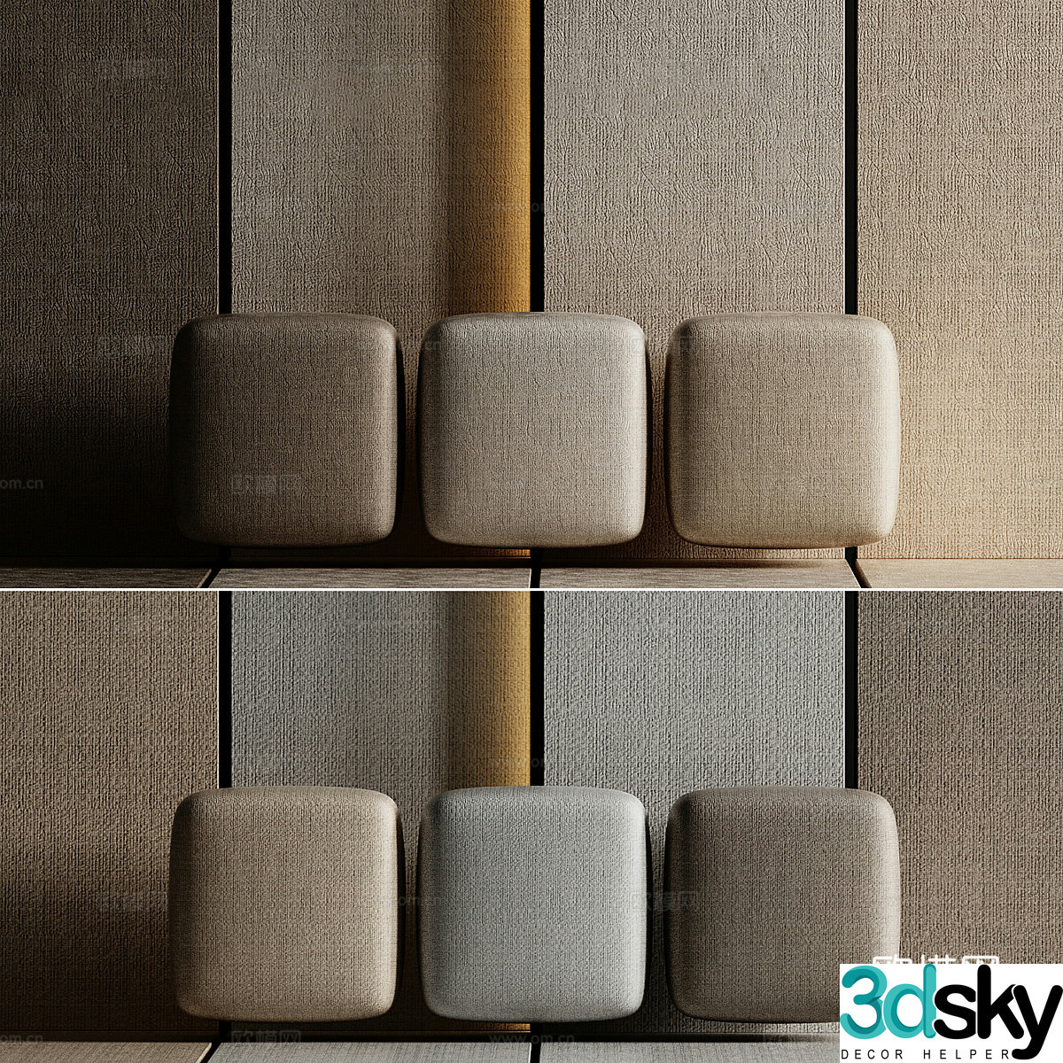 New Chinese seamless wall cloth material 3D model