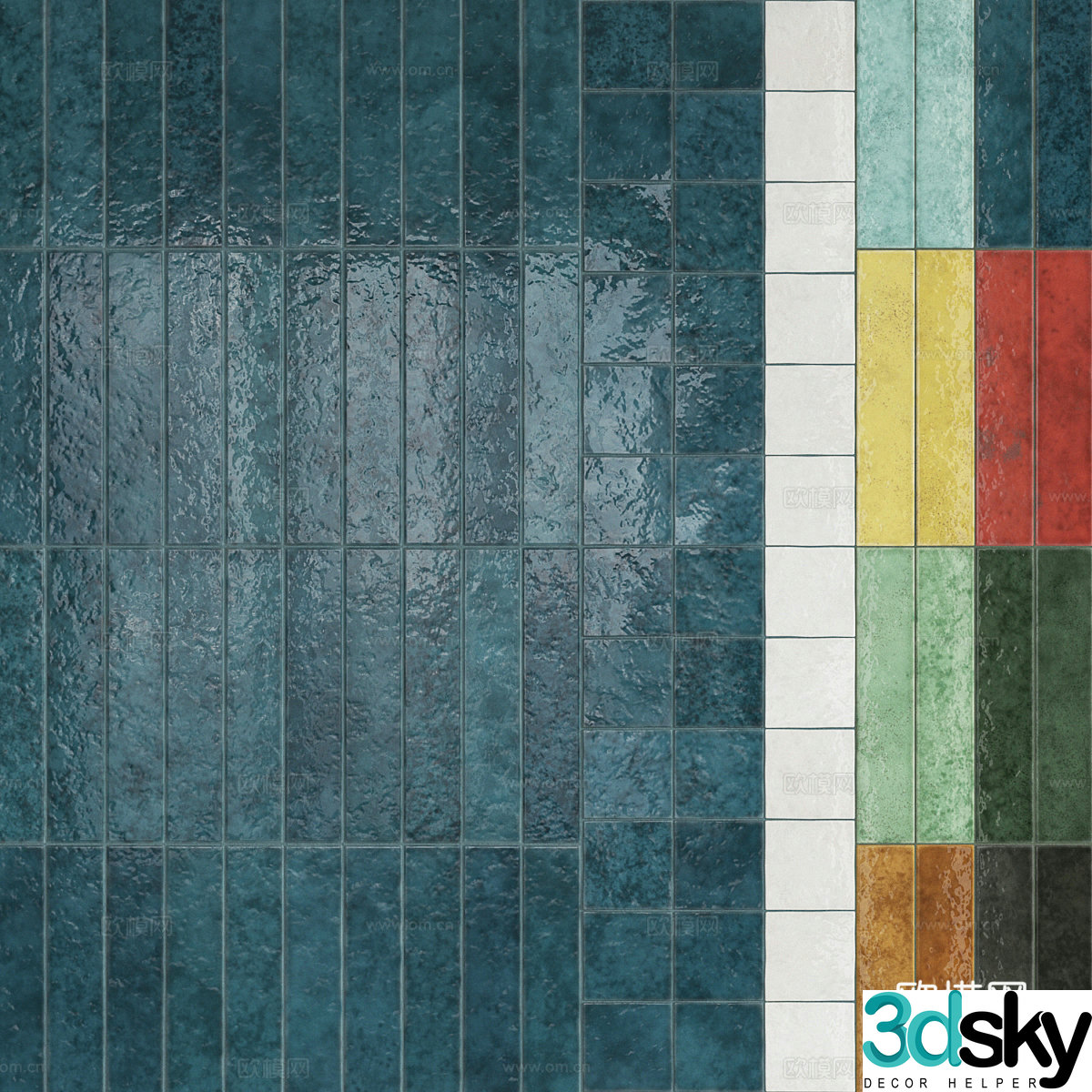 Glazed tiles Ceramic tiles Wall tiles Floor tiles Bathroom tiles Kitchen and bathroom tiles Small square tiles Grid bricks 3D model