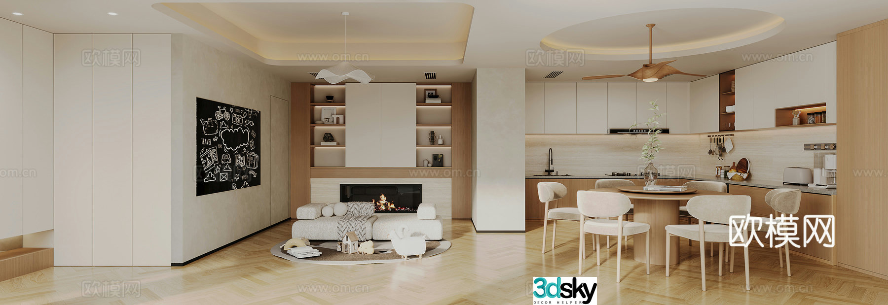 Living and dining room 3d model
