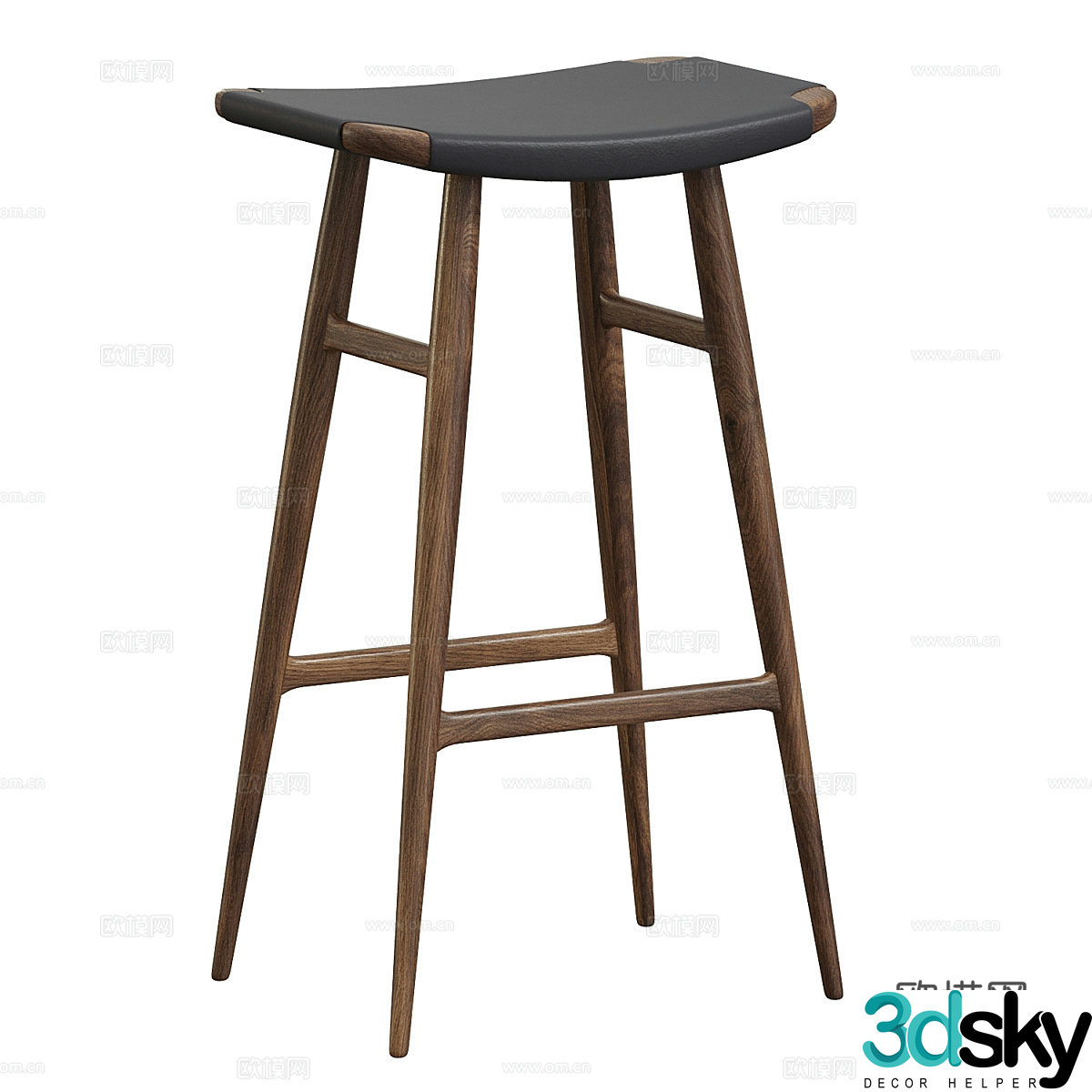 Wasabi Bar Stool Solid Wood Bar Stool Casual Bar Stool Outdoor Wall Light Garden Bar Stool Wood Bar Stool 3D Model