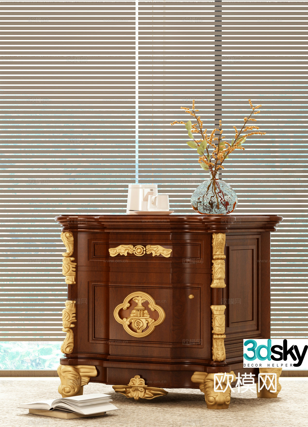 French bedside table European bedside table Luxury bedside table 3D model
