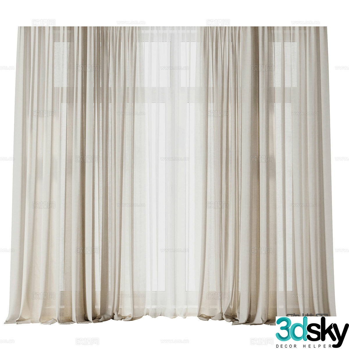 Modern fabric curtain gauze curtain 3d model