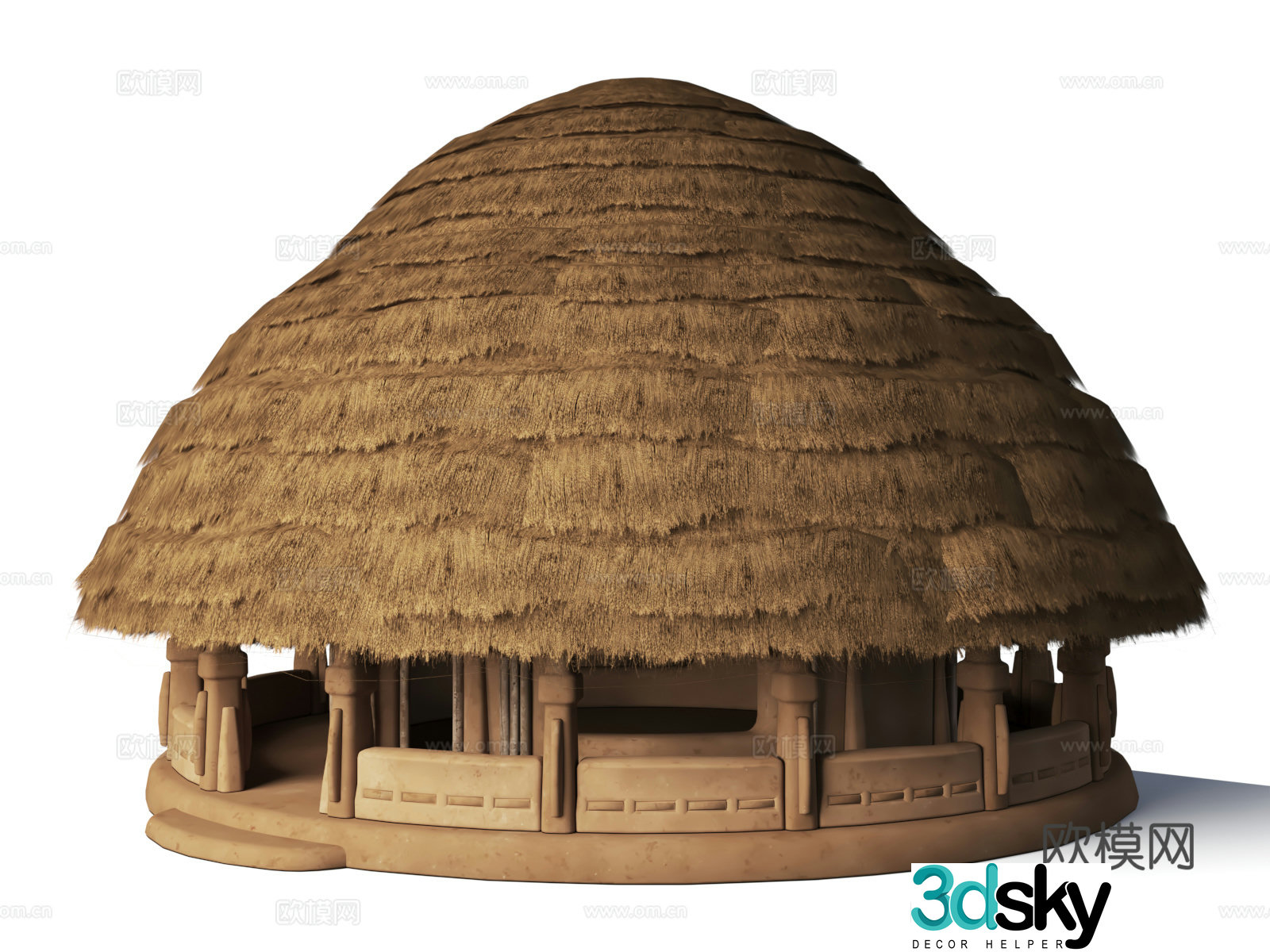 Ancient Primitive Man Thatched House Architecture Ancient Man Ruins Thatched House Primitive Man Tribe 3D Model