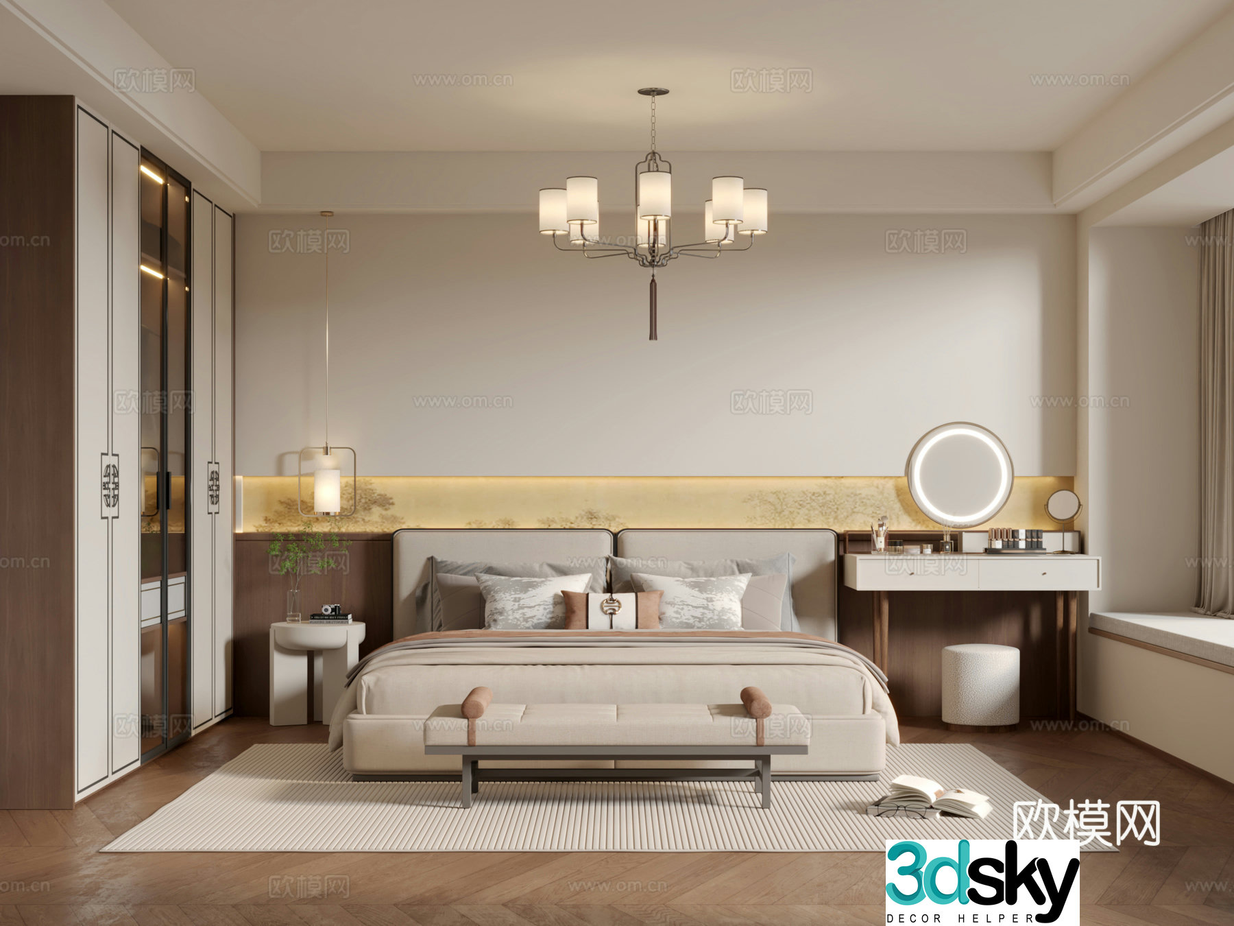 New Chinese bedroom 3D model