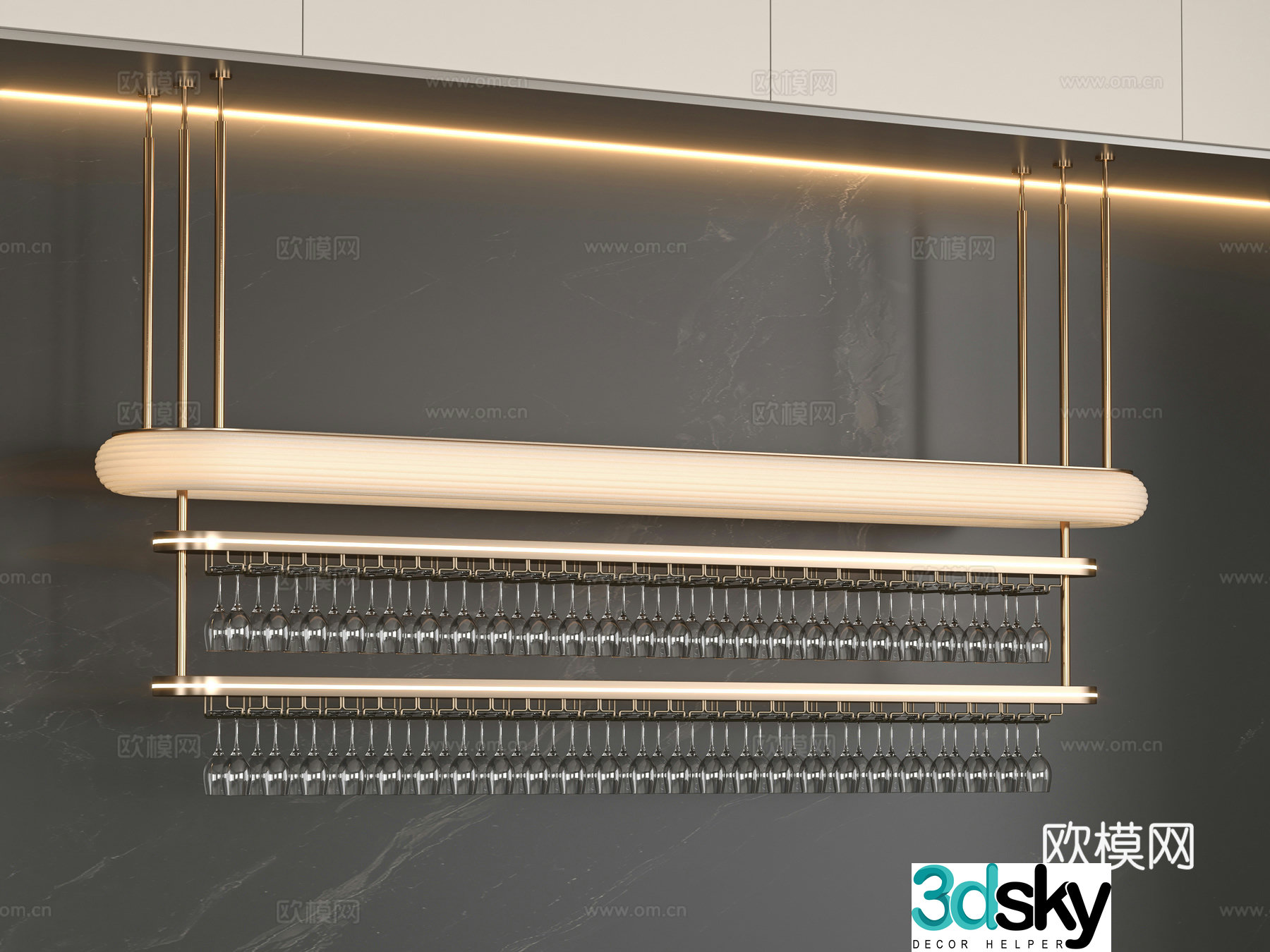 Modern bar chandeliers wine rack metal wine rack hanging rack wine glass hanging wine rack 3d model