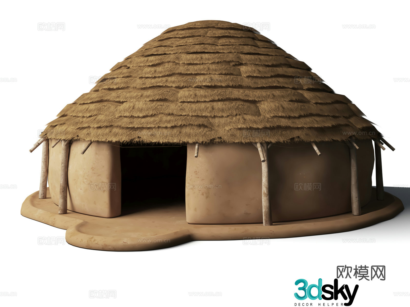 Ancient Primitive Man Thatched House Architecture Ancient Man Ruins Thatched House Primitive Man Tribe Middle 3D Model