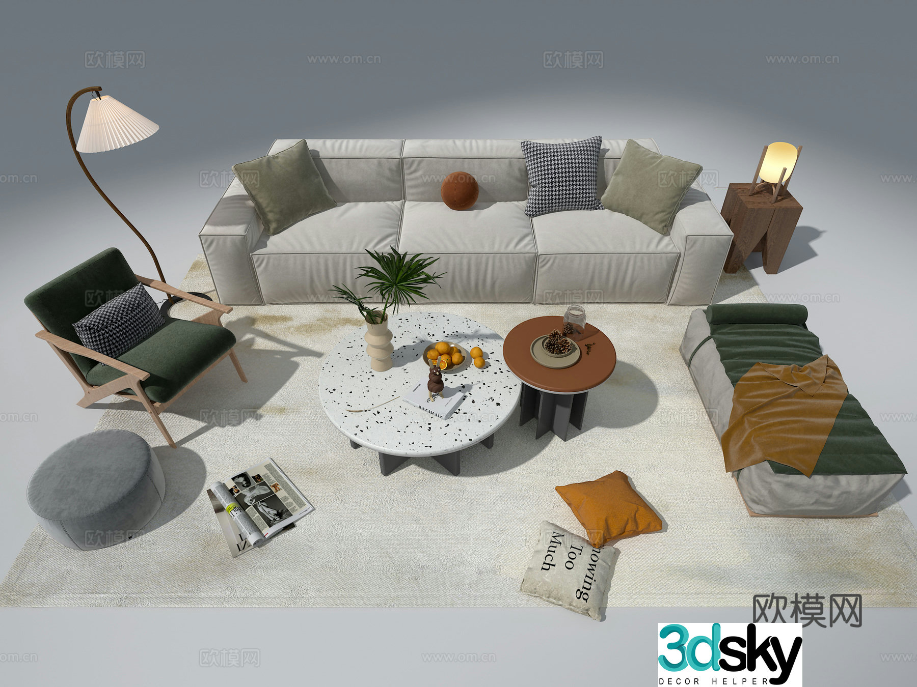 Sofa coffee table combination 3D model