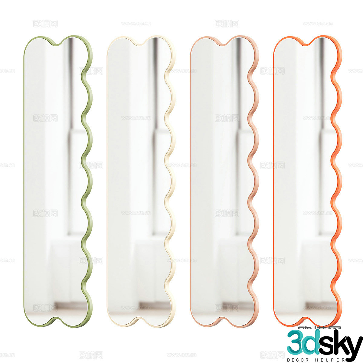 Modern Creamy Hvyli Mirror 3d Model