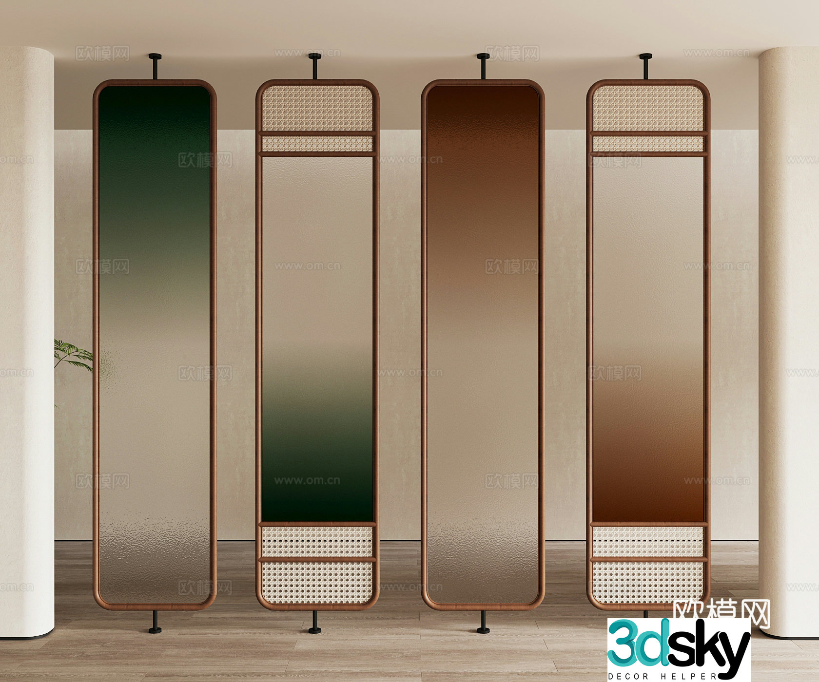 Modern French partition glass partition art glass partition porch partition office partition 3d model