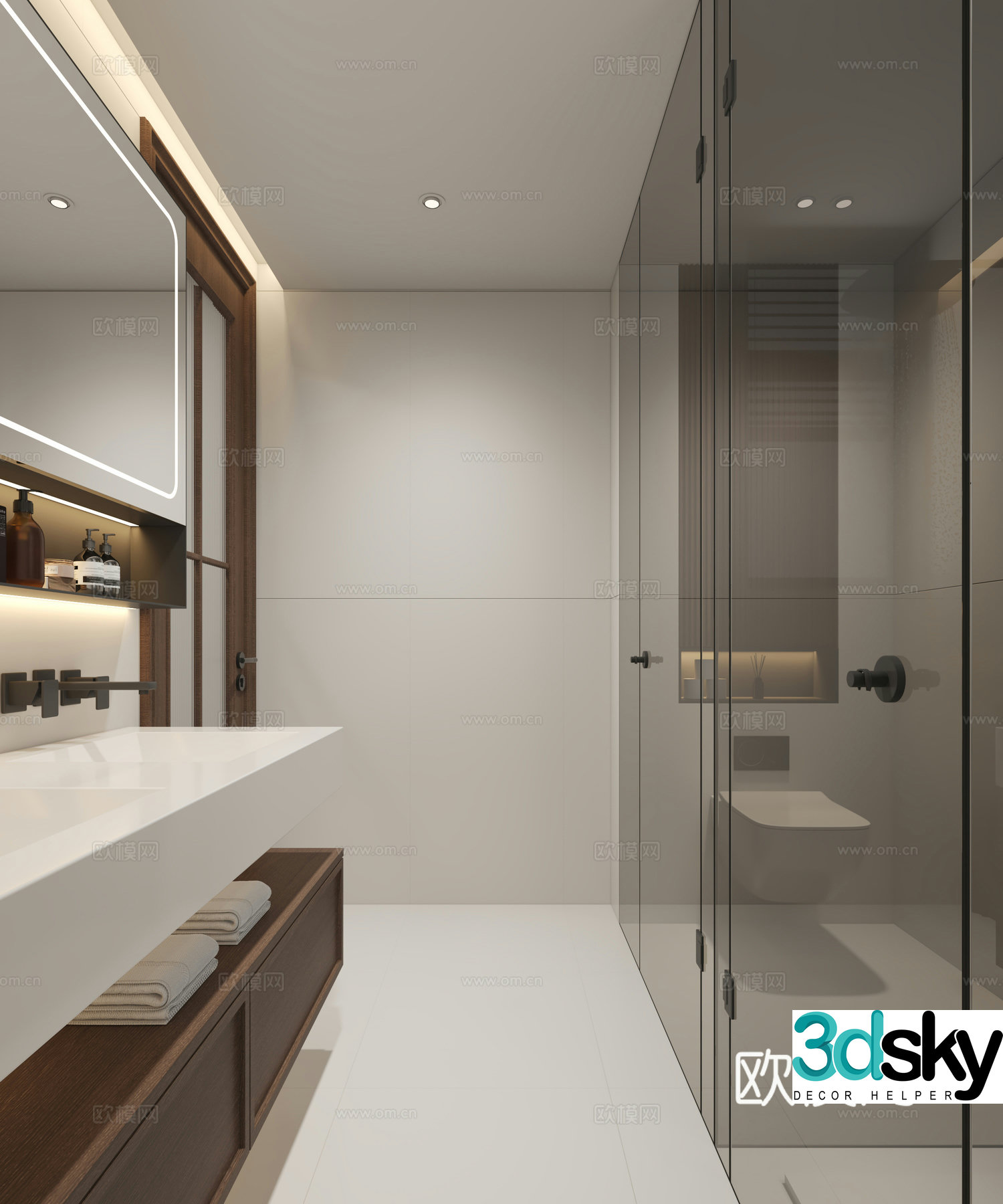 Modern new Chinese bathroom 3D model
