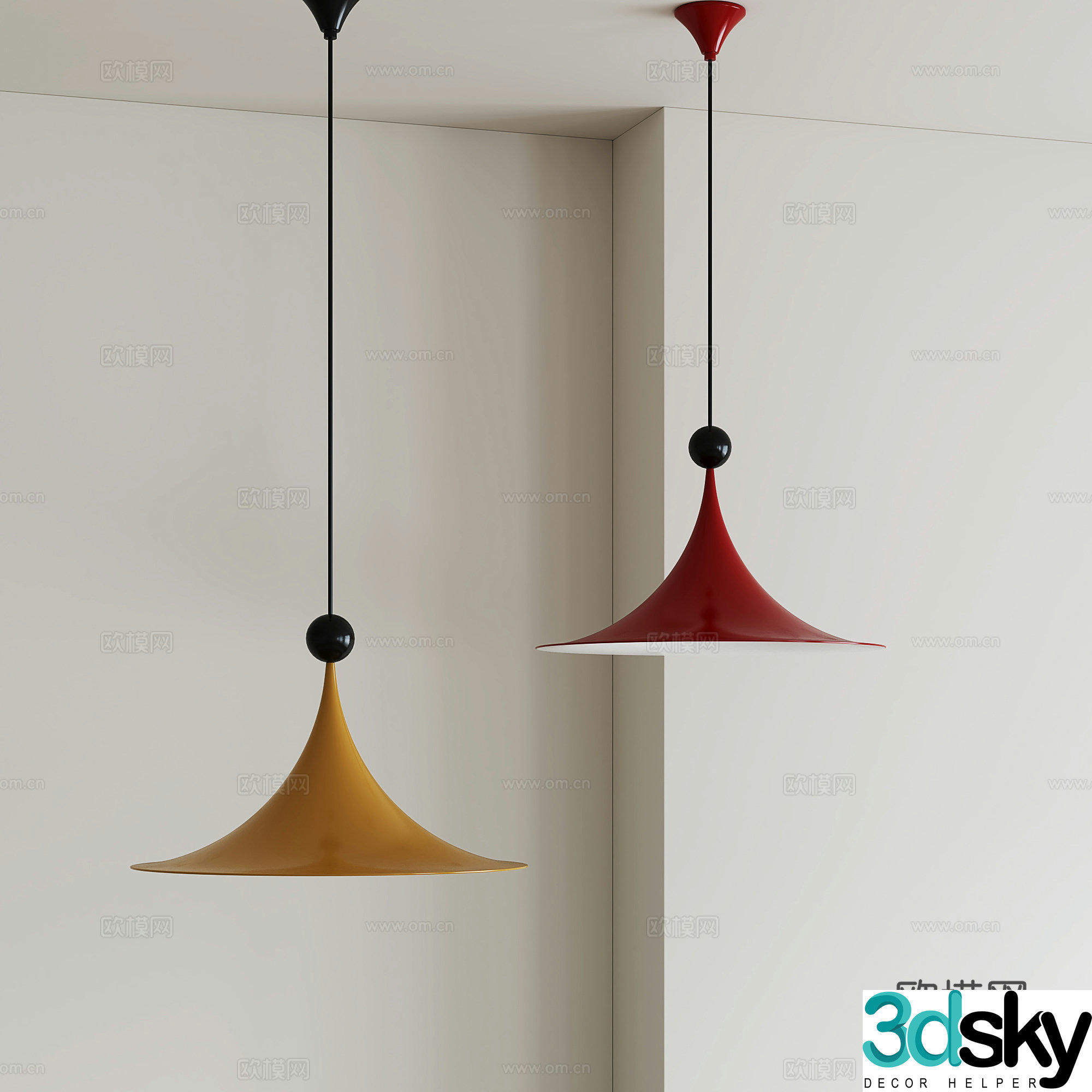 Modern minimalist restaurant chandeliers 3d model