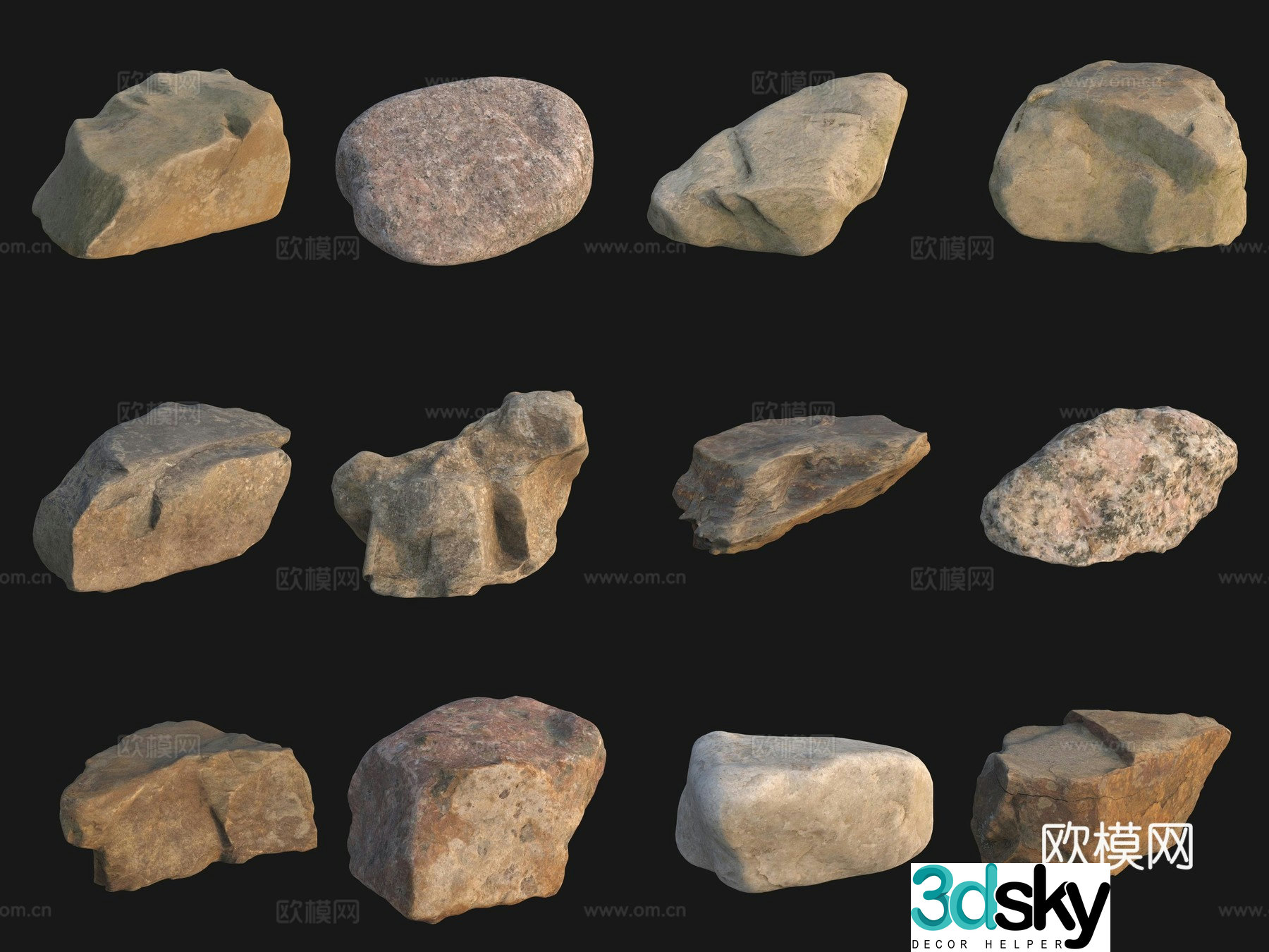 Rock big stone big stone pile 3d model