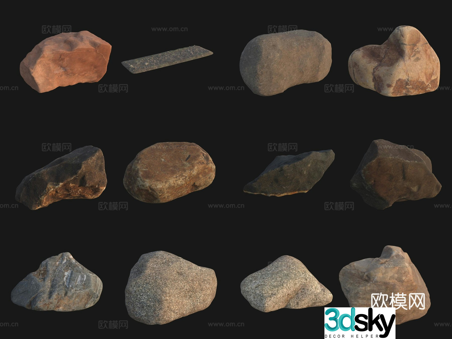 Rock big stone big stone pile 3d model