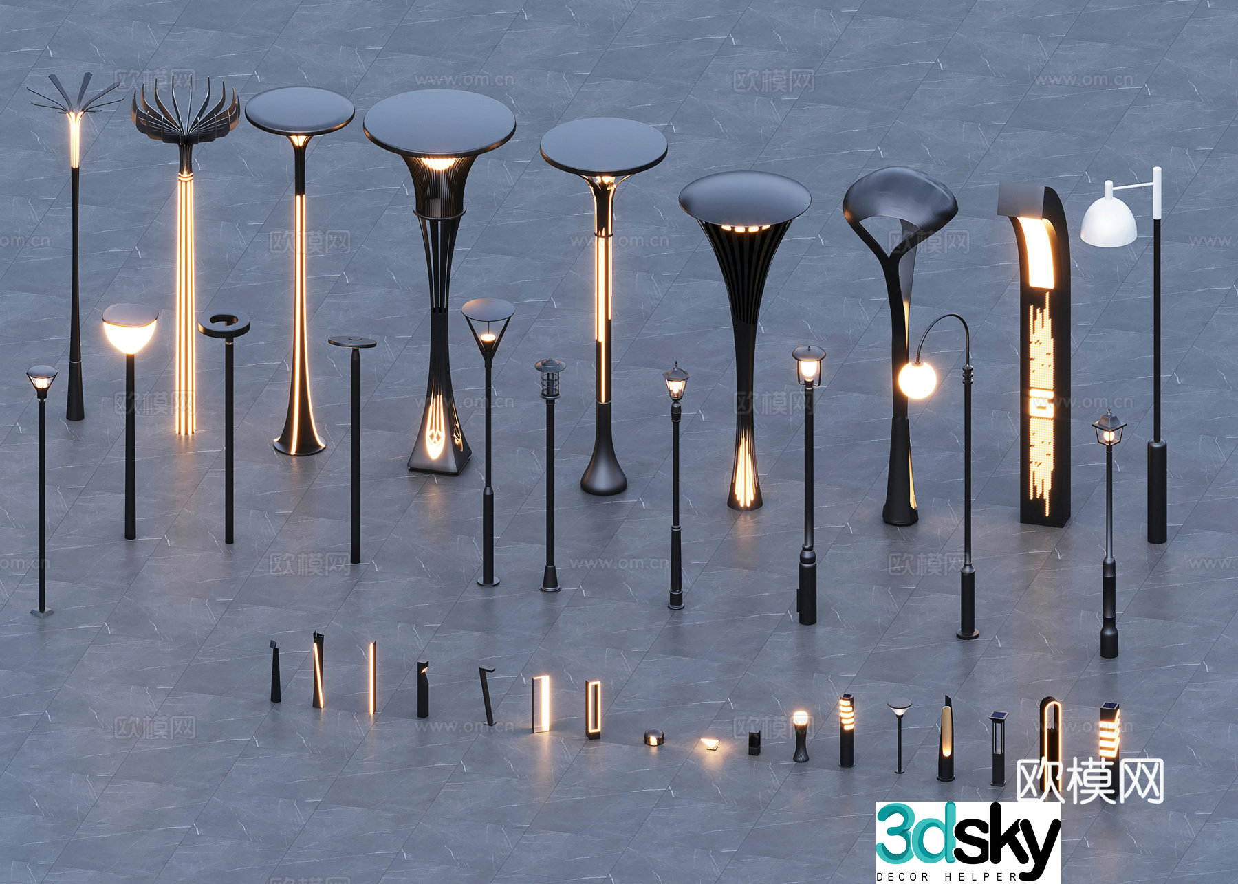 Modern outdoor high pole street light landscape light 3d model