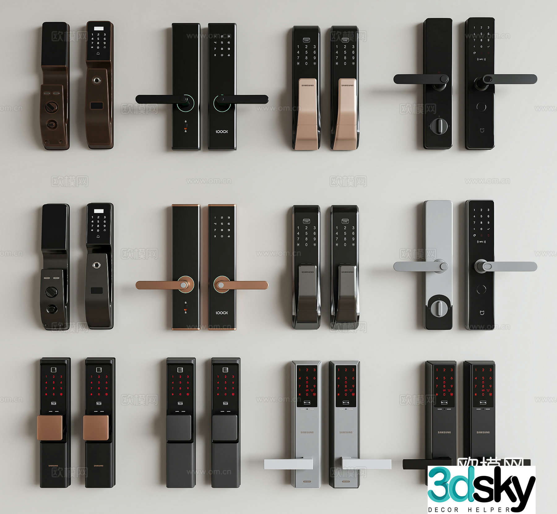 Smart anti-theft door lock door lock password lock fingerprint lock anti-theft door lock door lock 3d model