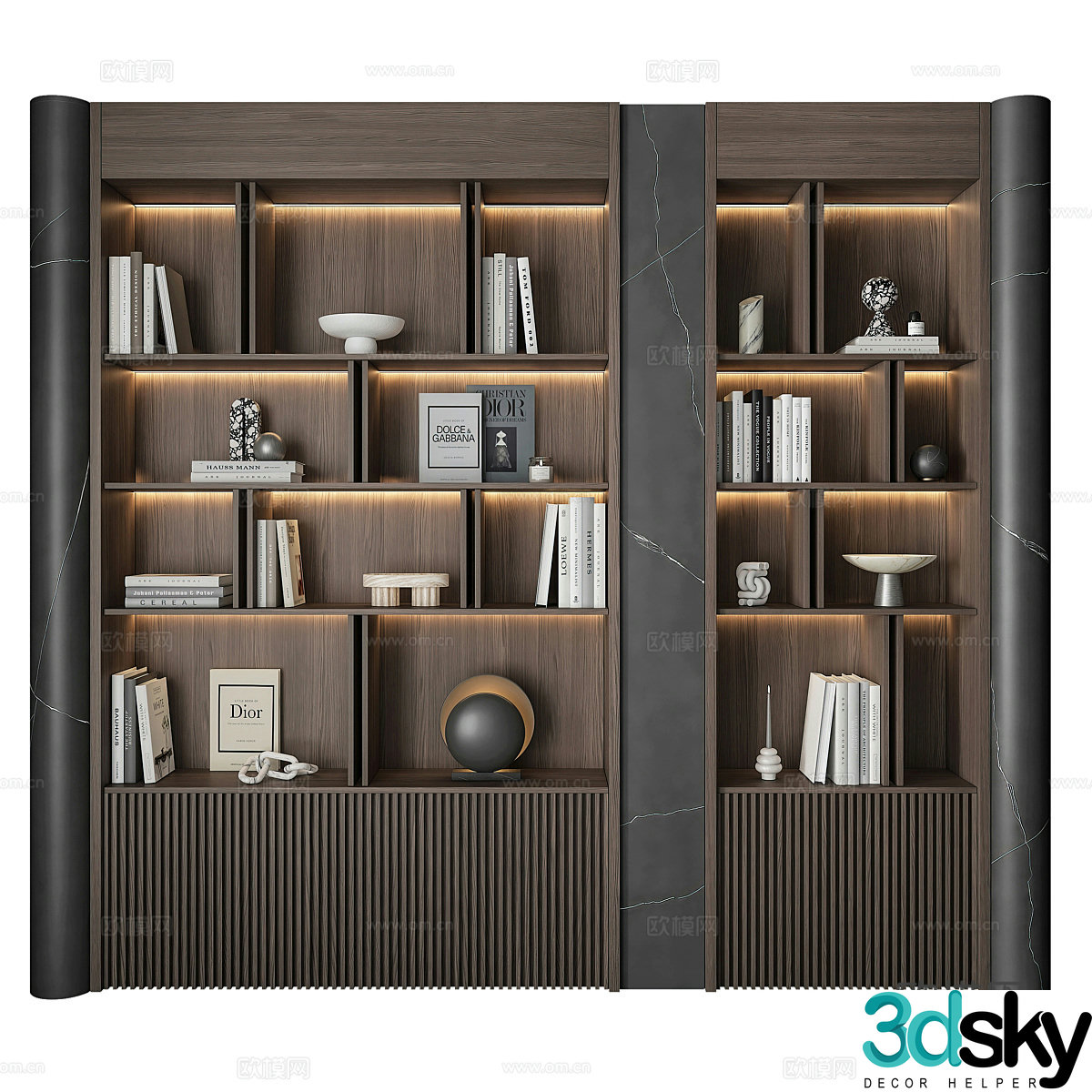 Modern Italian light luxury decorative cabinet bookcase 3d model