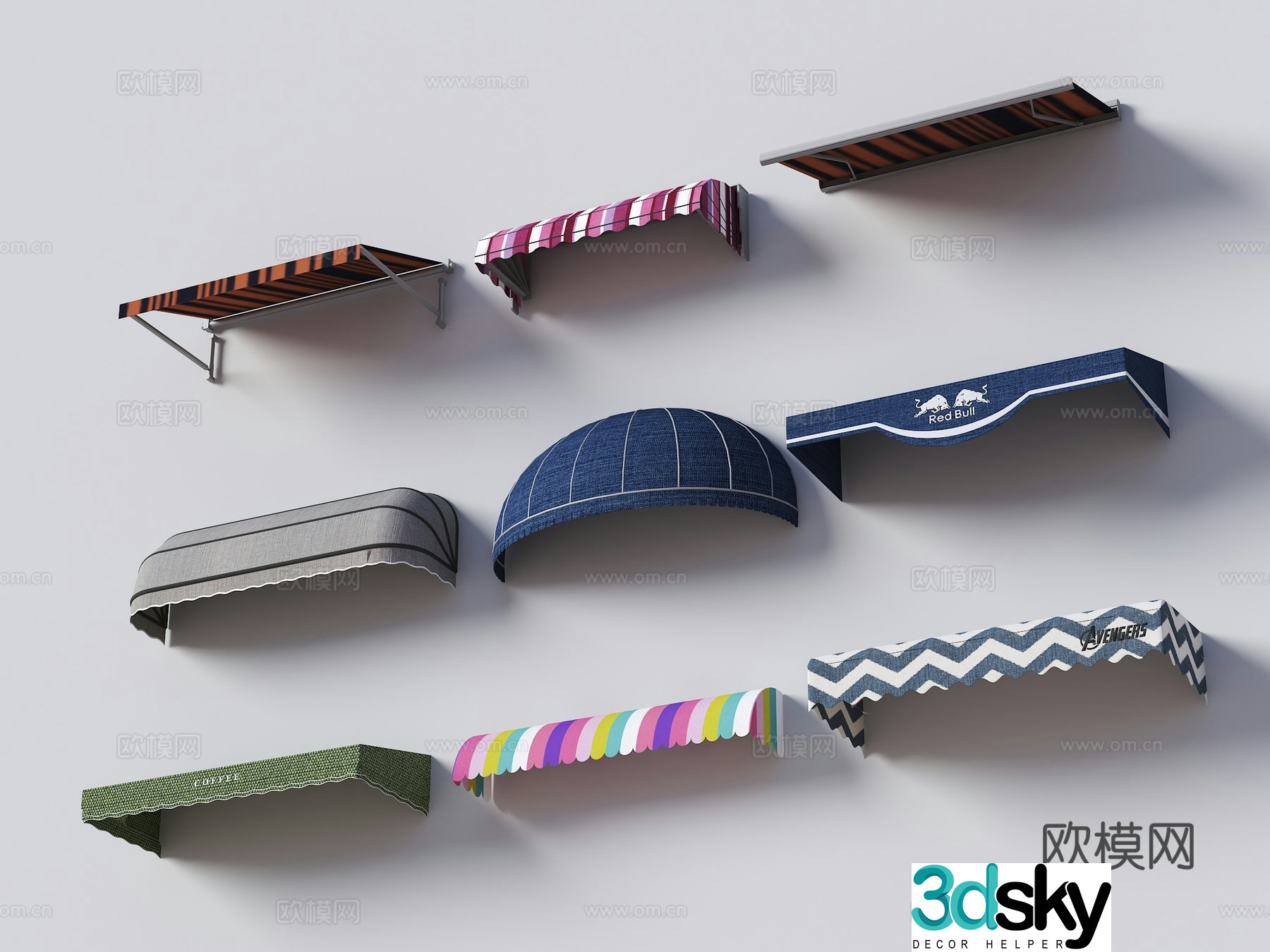 Outdoor sunshade outdoor awning outdoor awning modern awning two sheds rain swelling 3d model