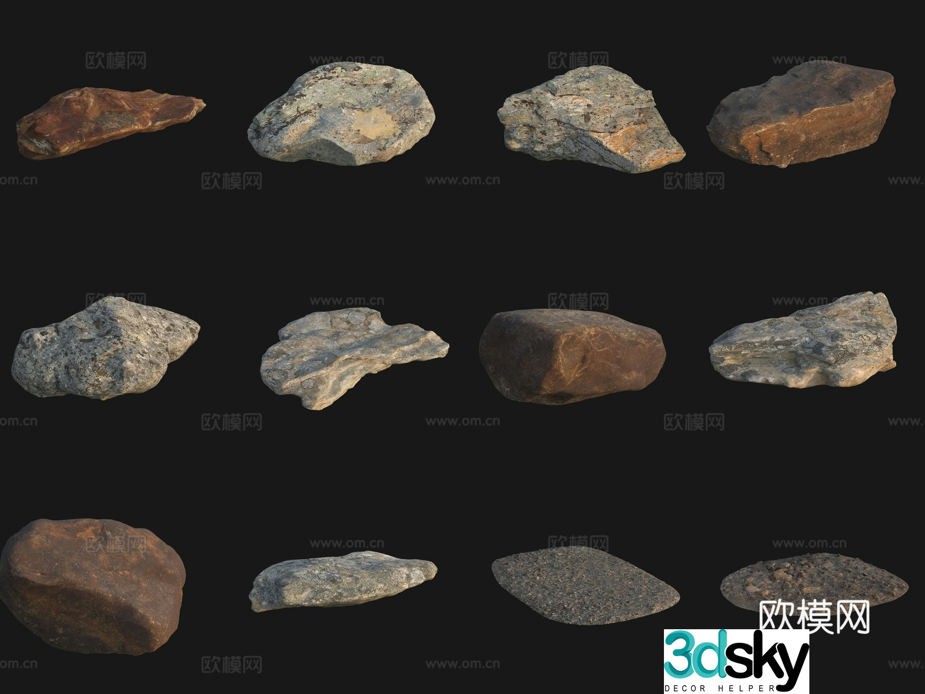 Rock big stone big stone pile 3d model