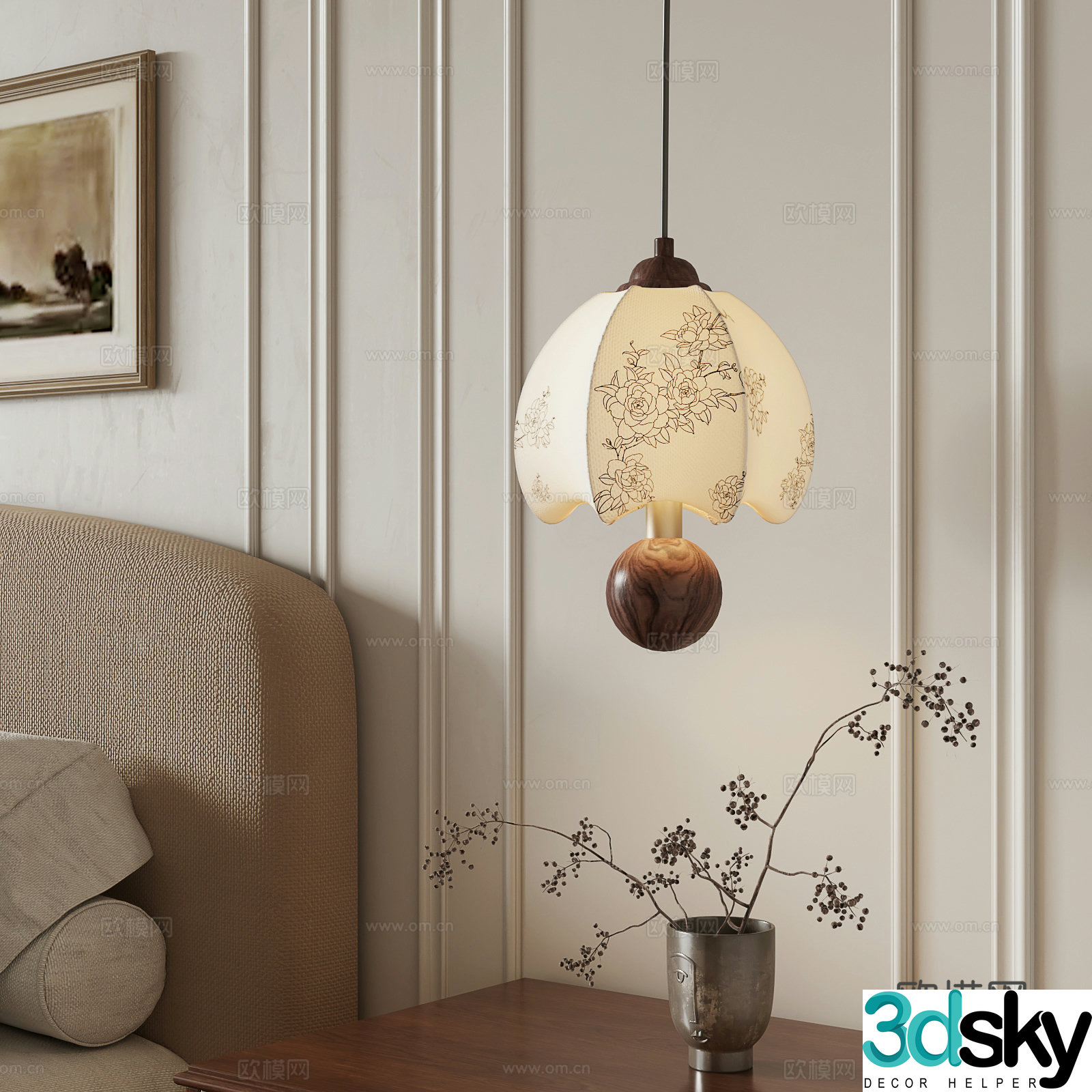 French medieval style chandelier 3d model