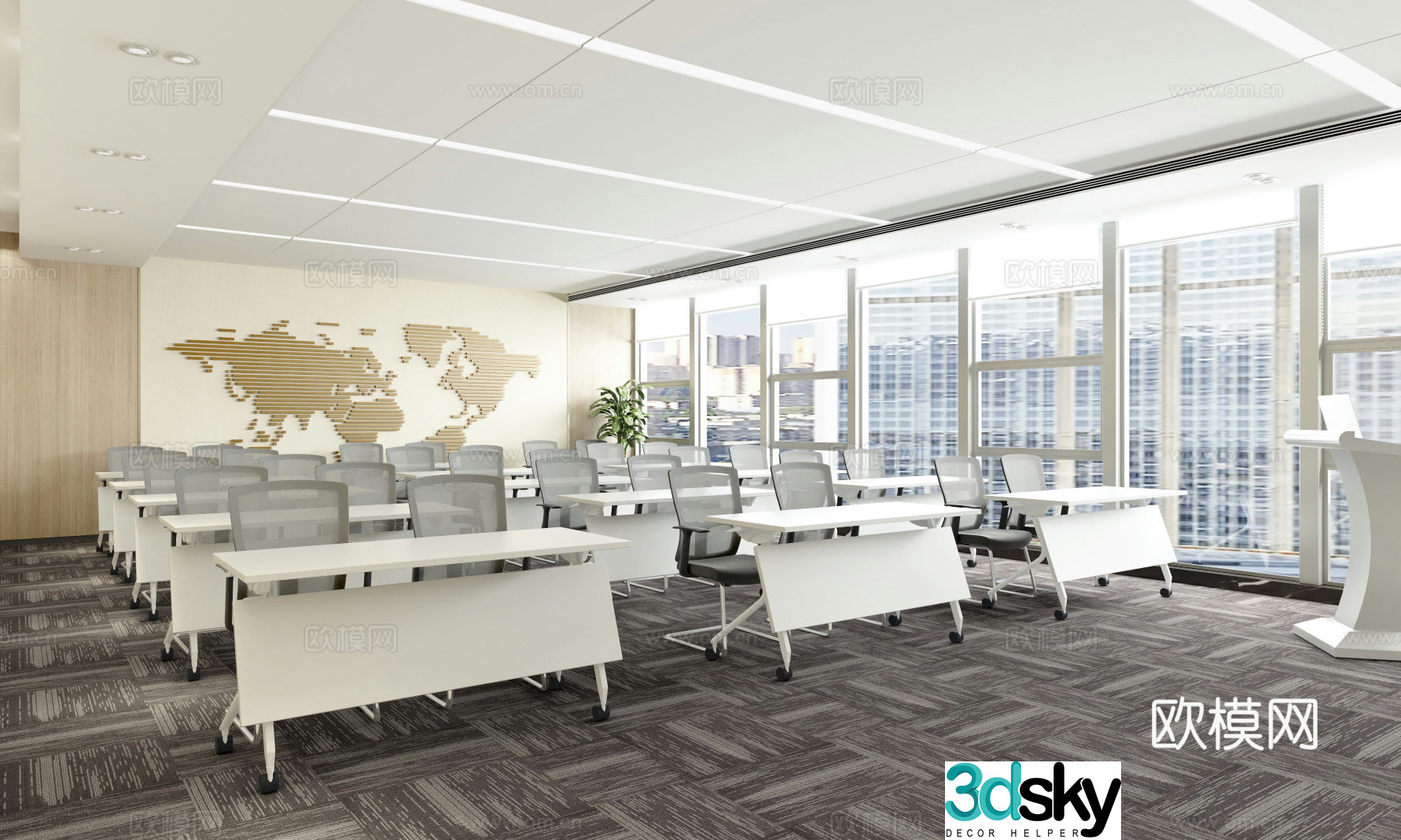 Modern conference room Training room Multifunctional room Classroom 3D model
