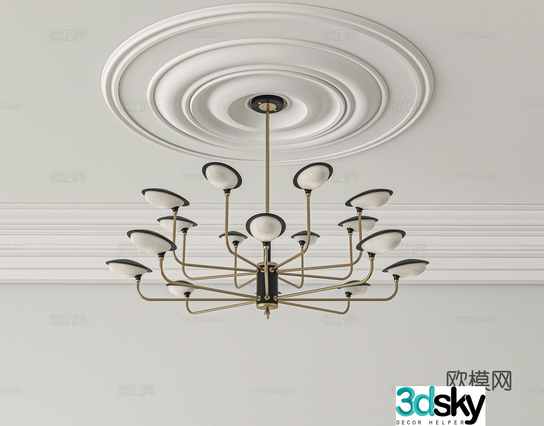 Modern minimalist chandelier 3d model