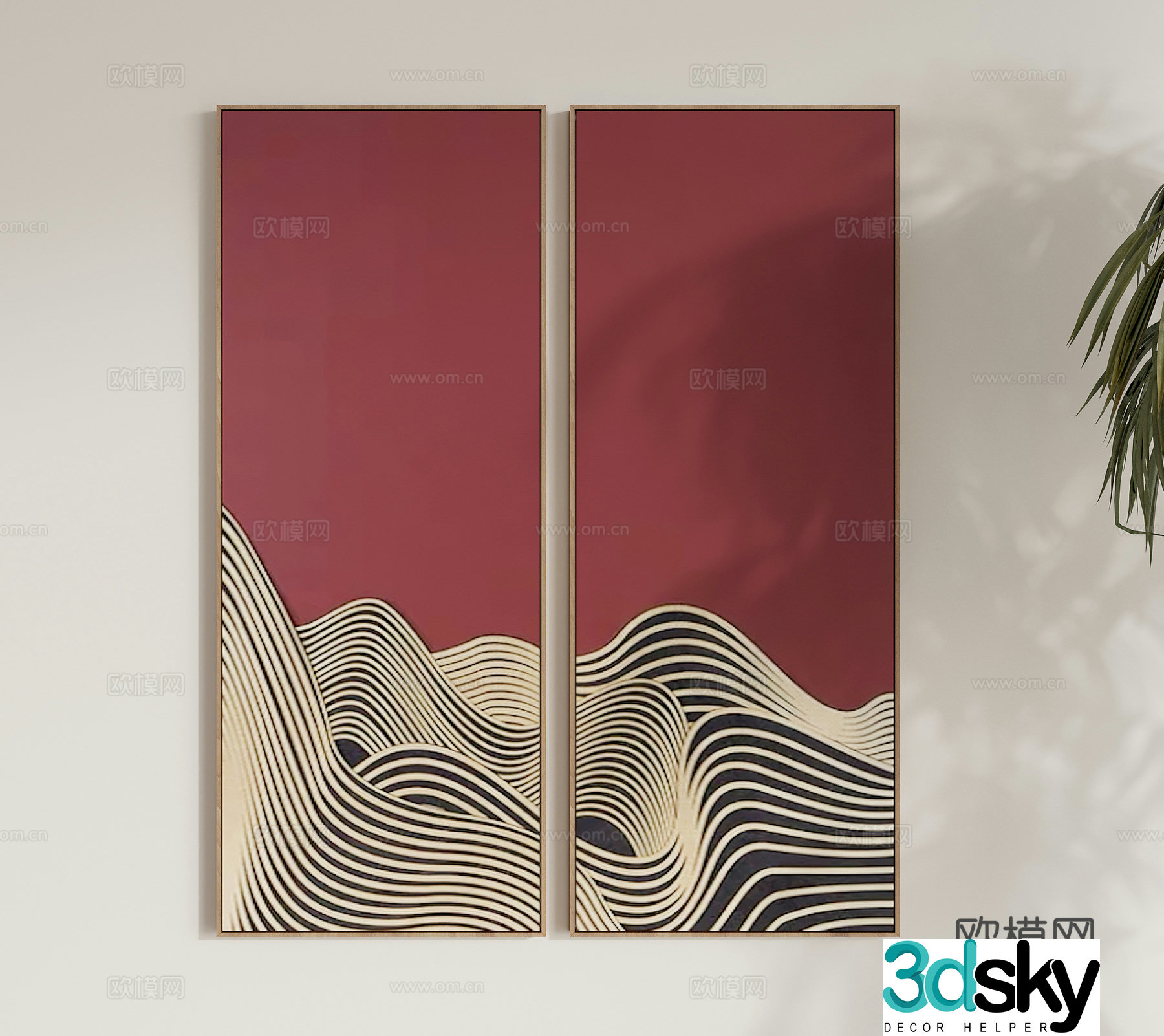 New Chinese style 3D model of Zen hanging painting