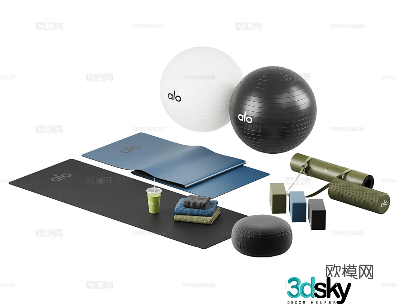 Yoga supplies 3d model