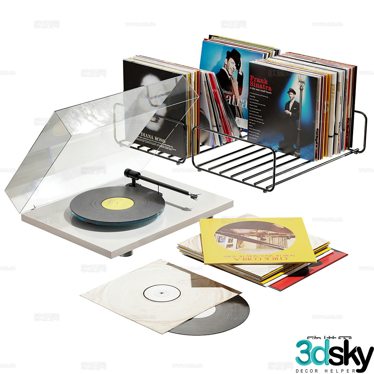 Record player vinyl record 3d model