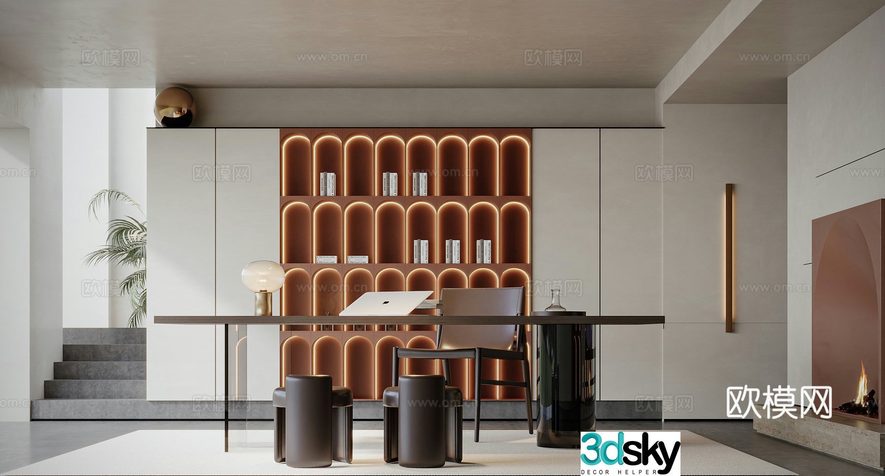 Modern study 3d model