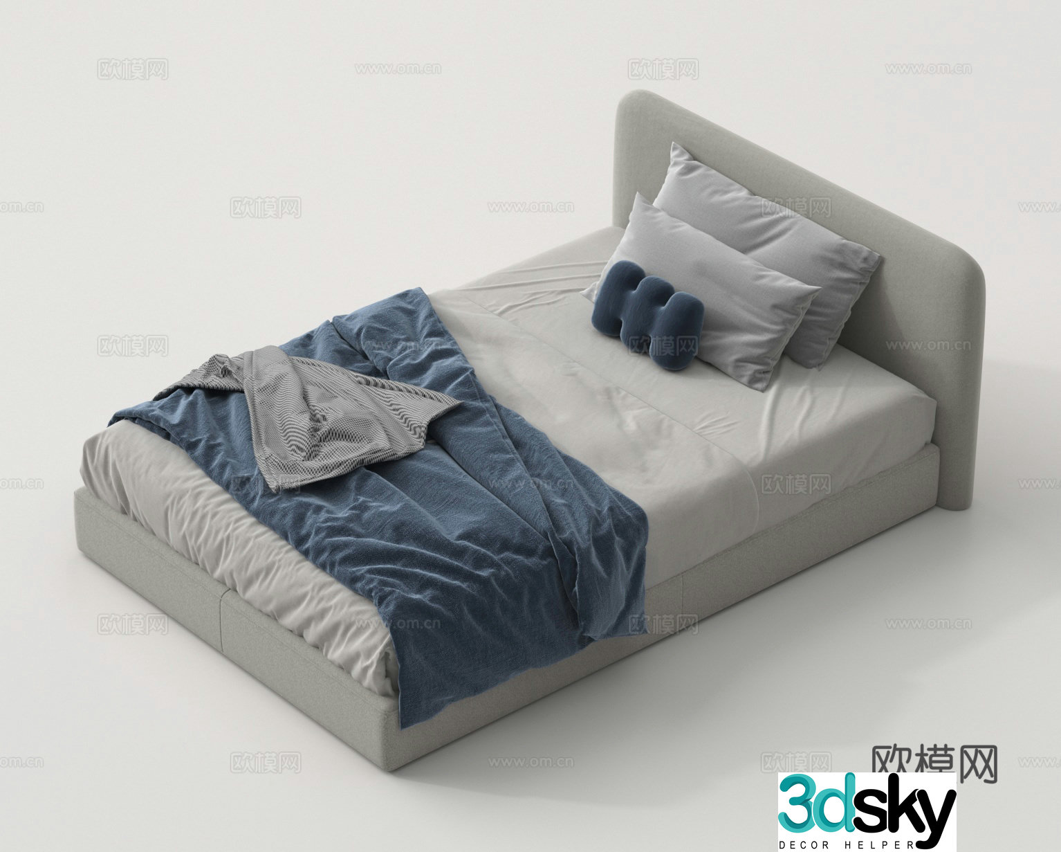Single bed fabric bed 3d model