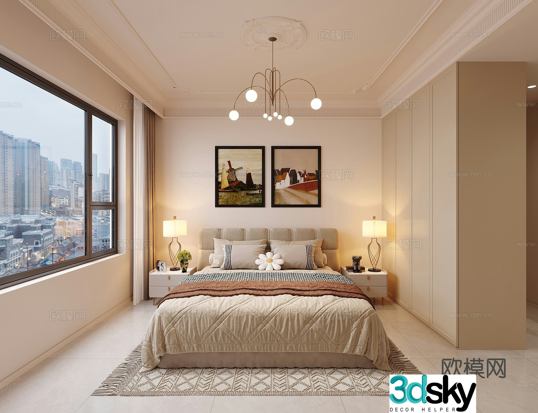 French simple bedroom 3d model