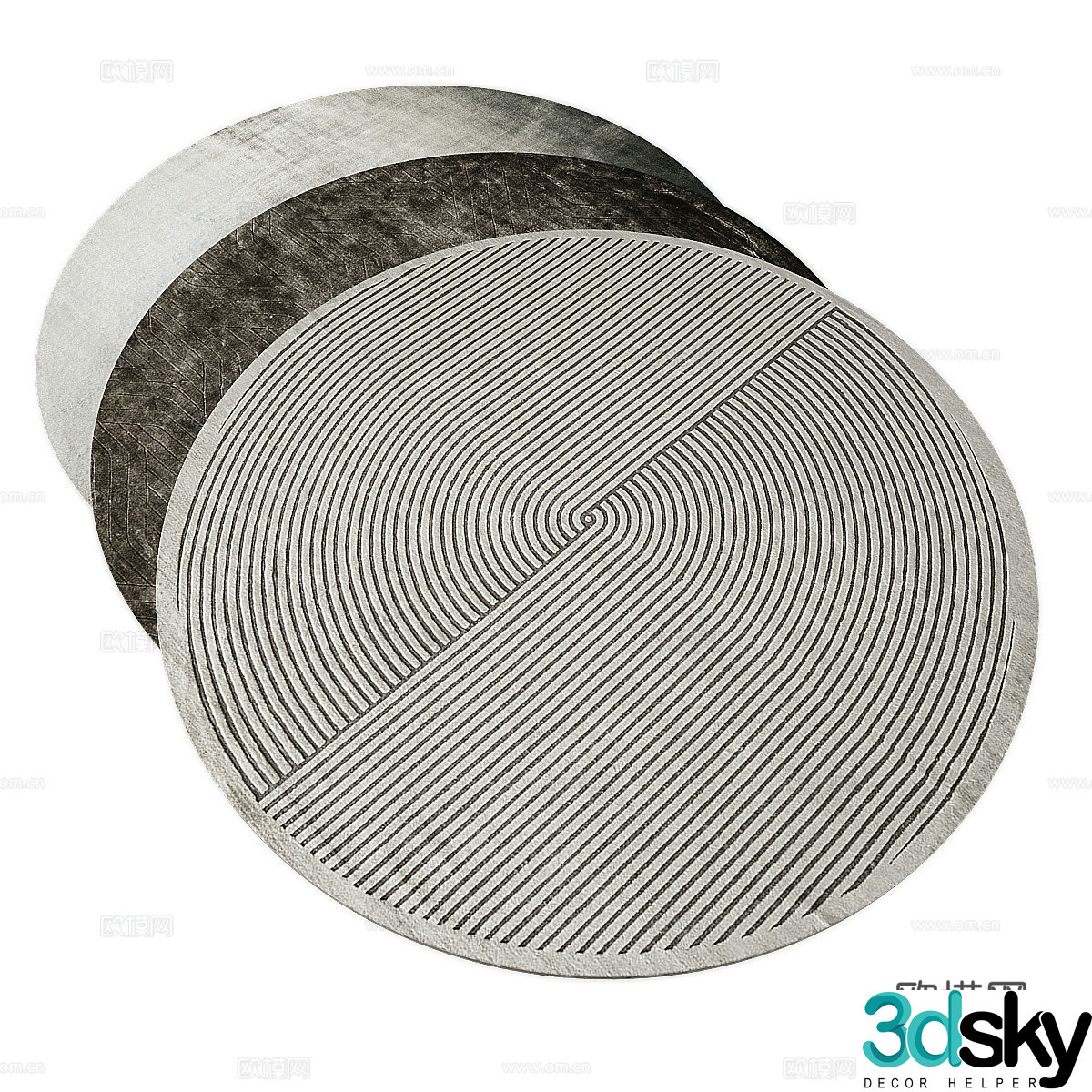 New Chinese round fabric carpet 3D model