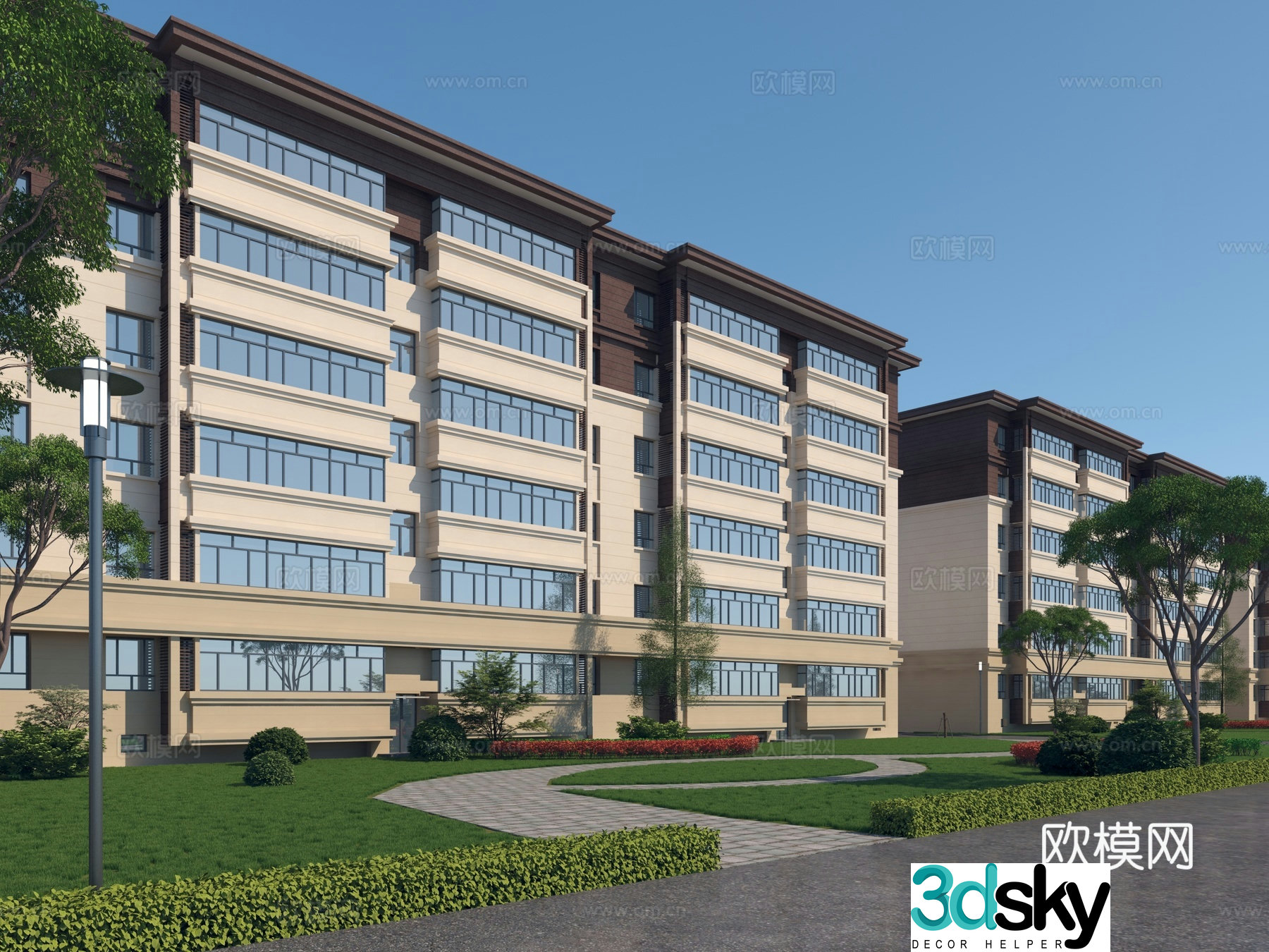 Modern resettlement house residential building 3d model