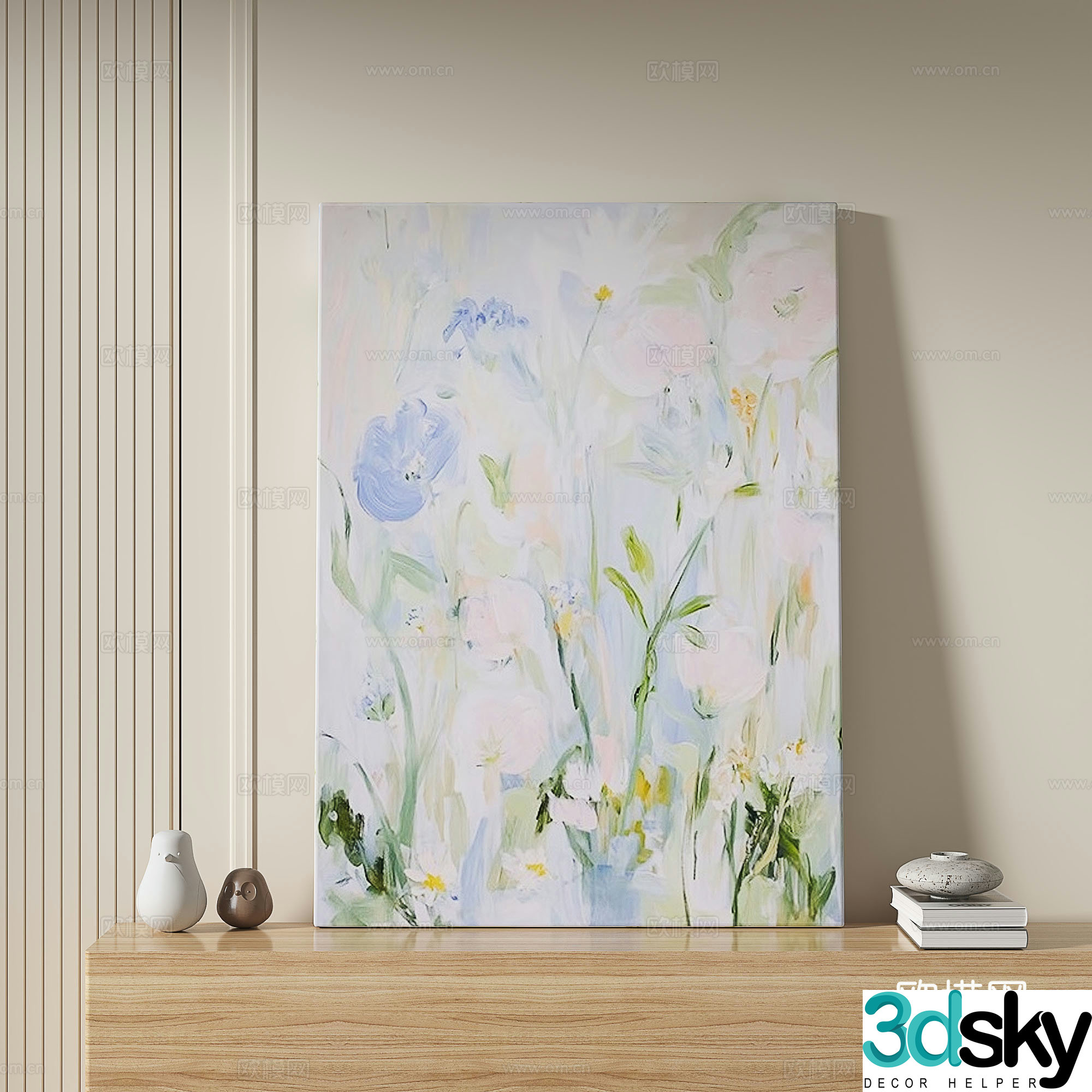 Modern minimalist abstract decorative painting 3d model