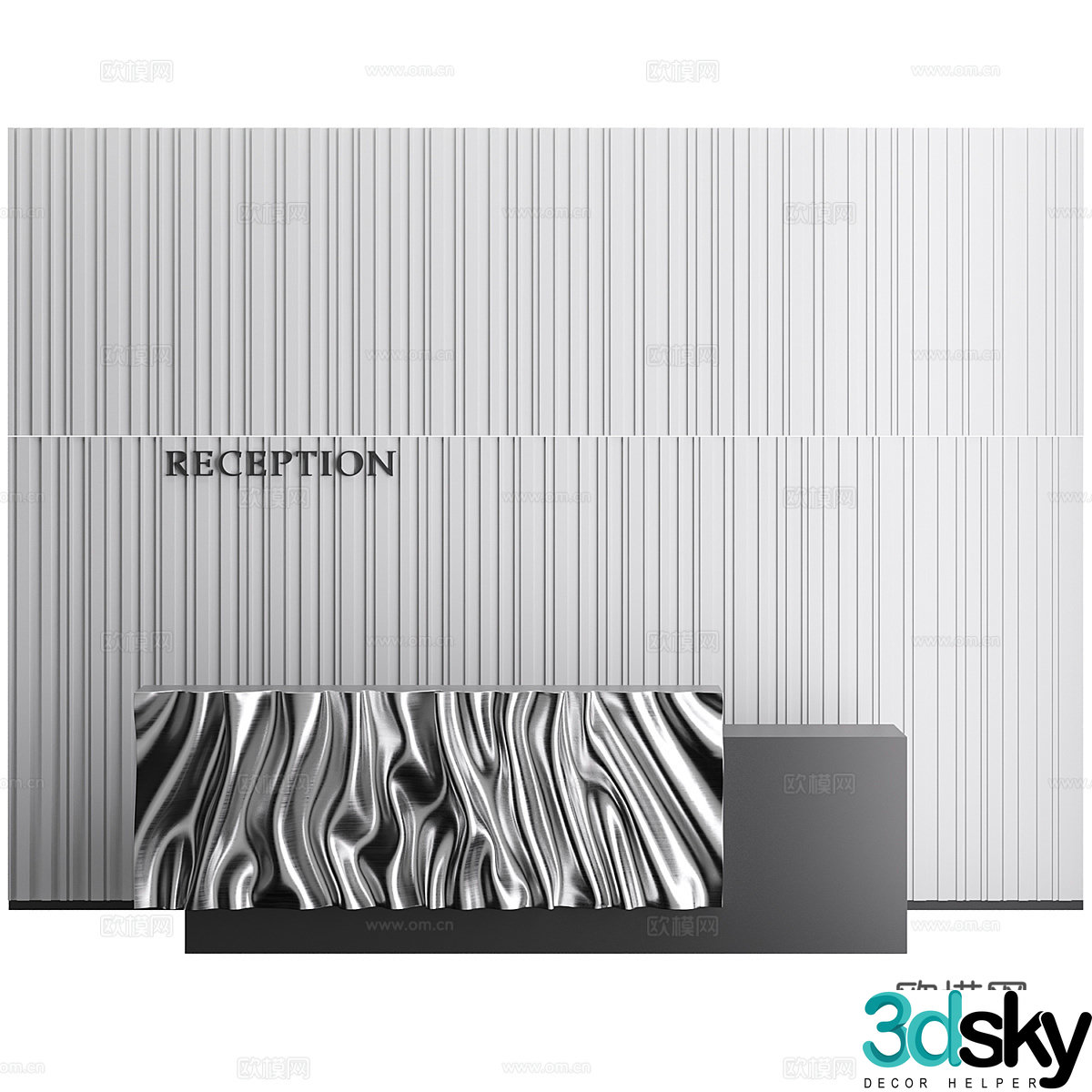 Front desk reception desk service desk 3d model