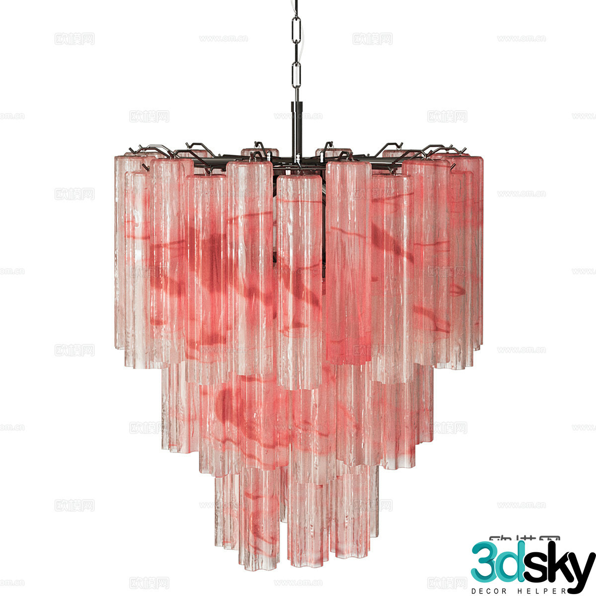 New Chinese style light luxury chandelier 3d model