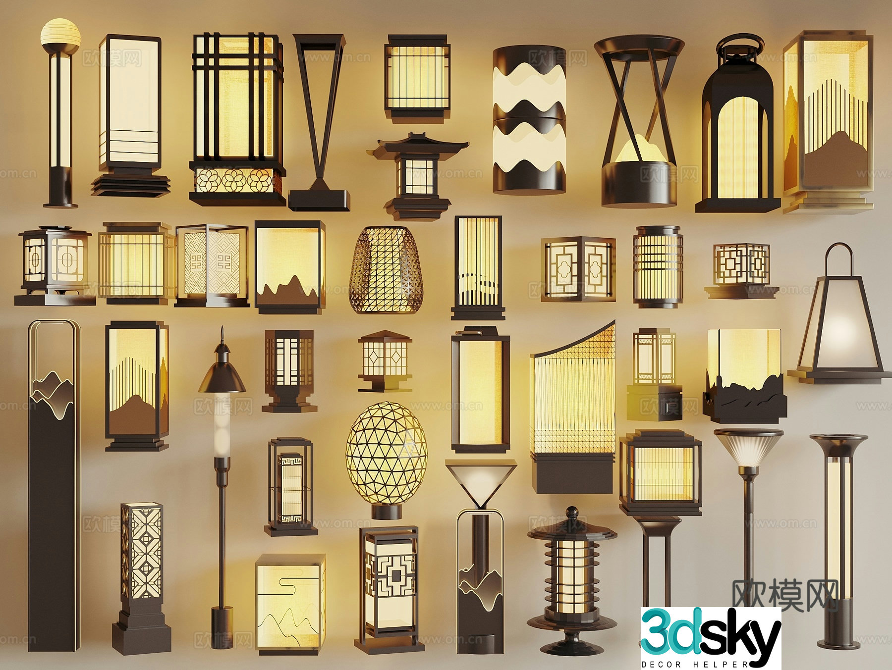 New Chinese-style landscape lights outdoor lights floor lamps street lamps lawn lamps 3D model