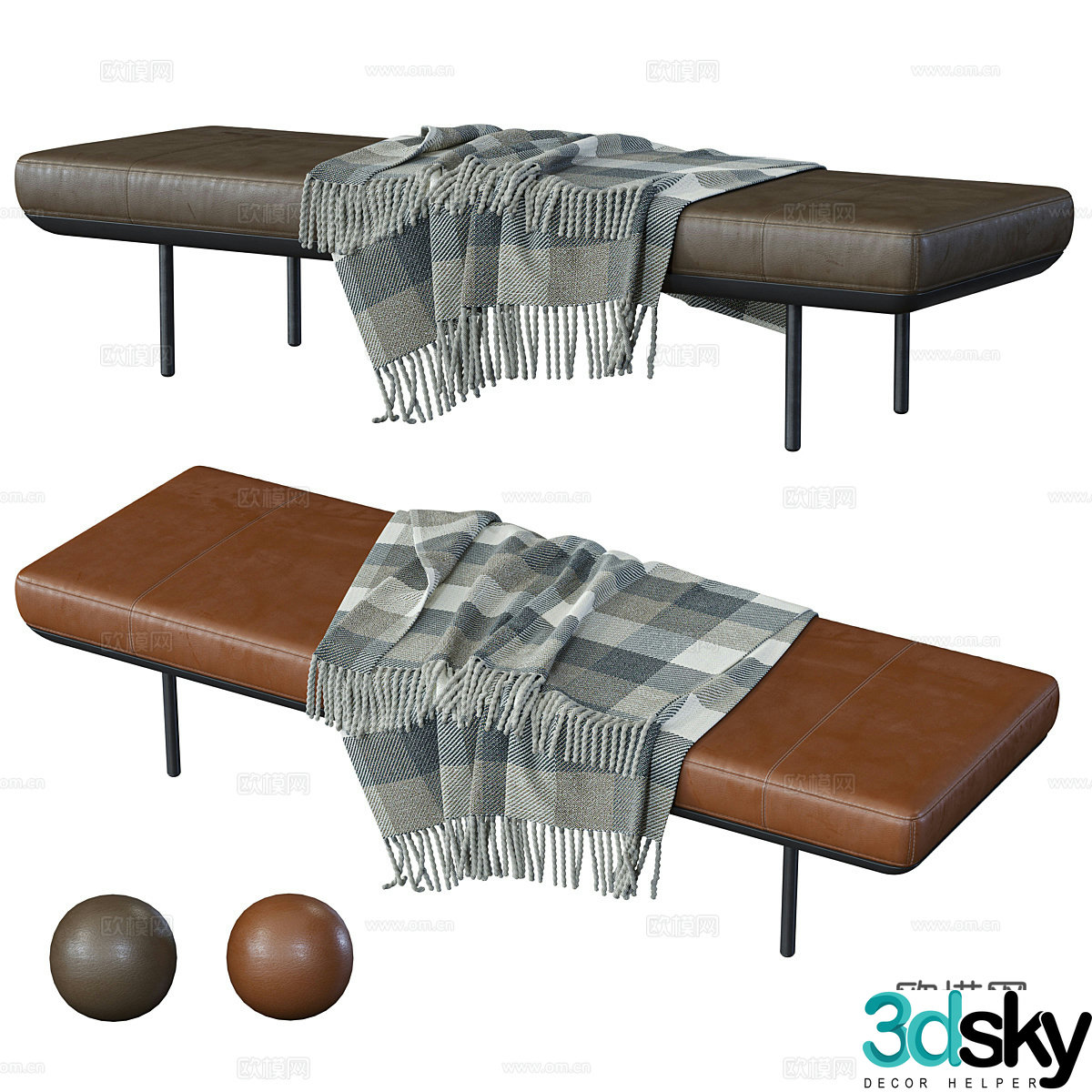 New Chinese style light luxury Molteni&C Aldgate bench 3D model