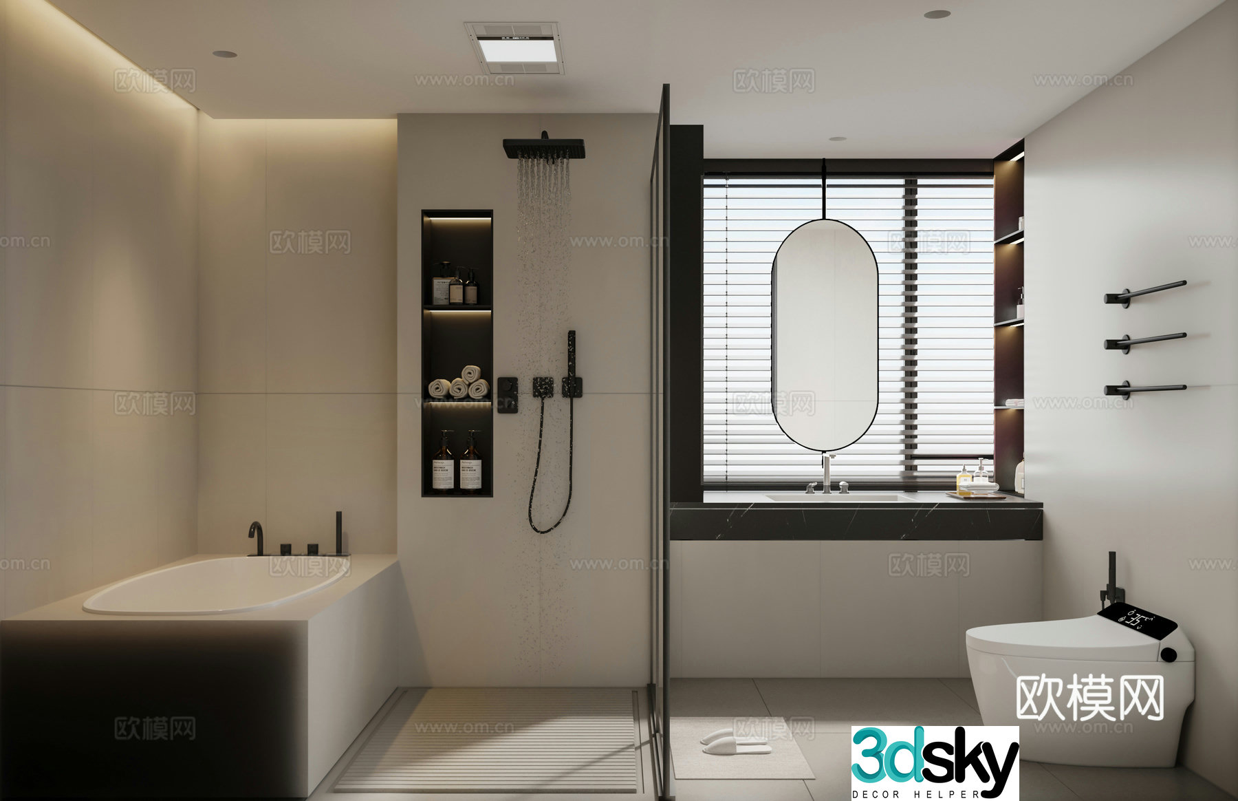 Modern minimalist bathroom 3d model